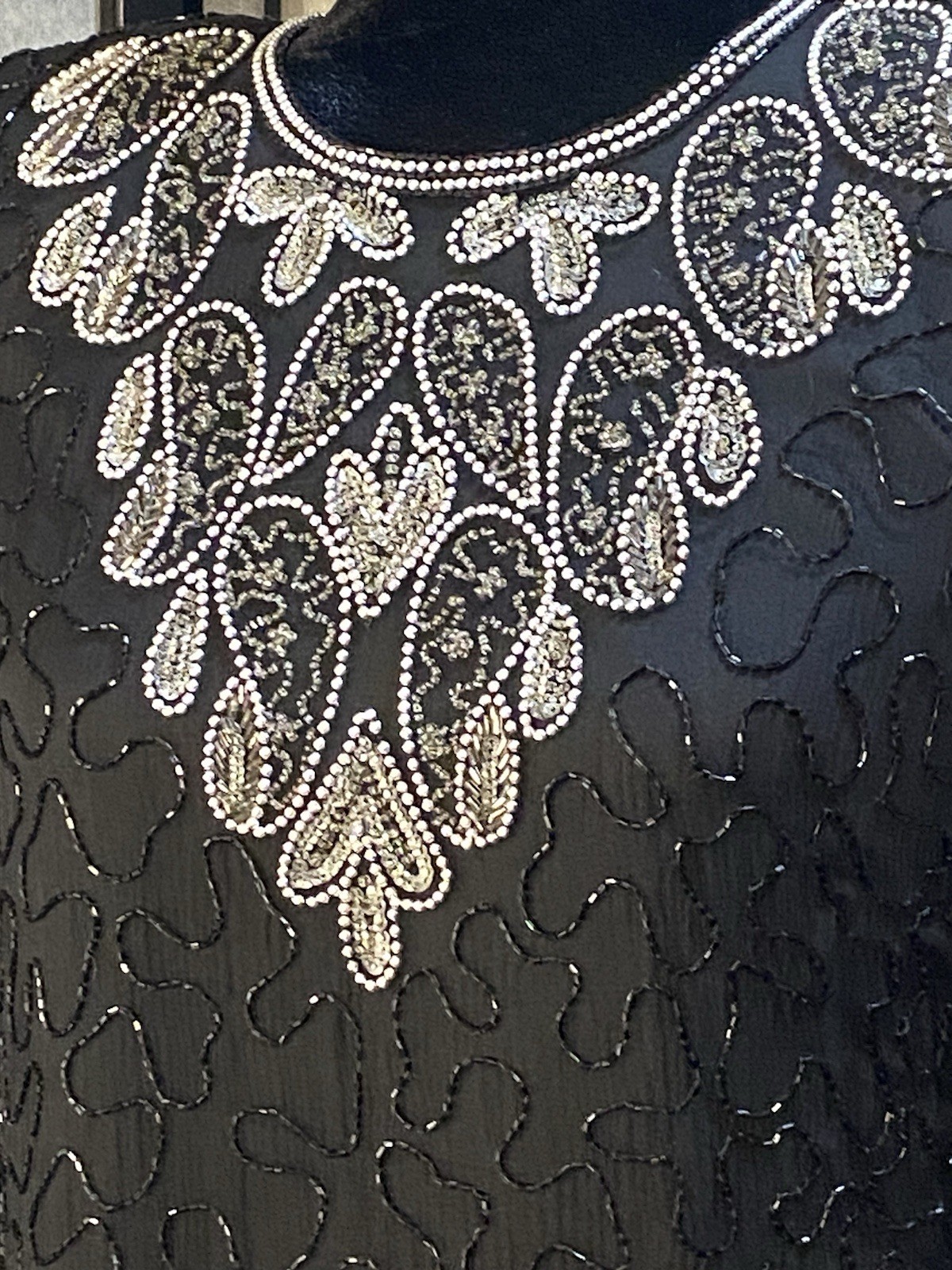 Brilliante By J.A. Vintage Silk Beaded Sz L Cocktail Dress Wedding NWT Formal
