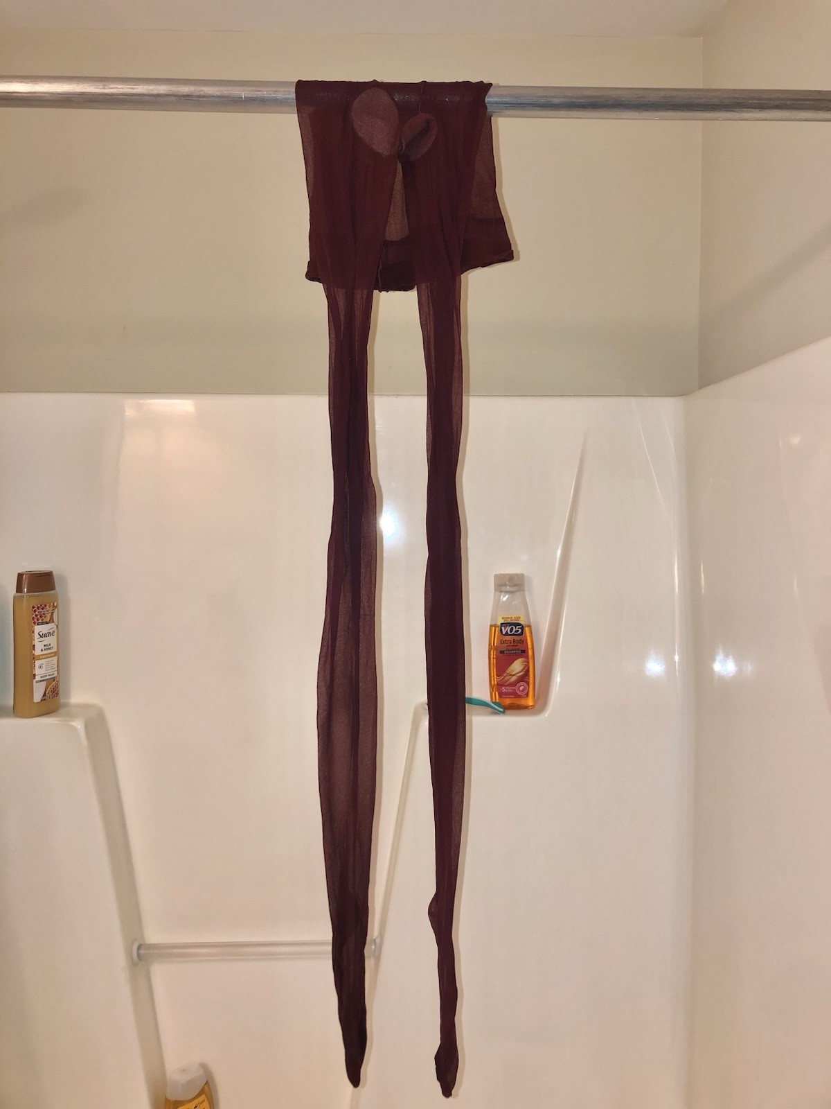 Vintage Pair of Maroon Nylon Stockings Pantyhose Size B Good Condition