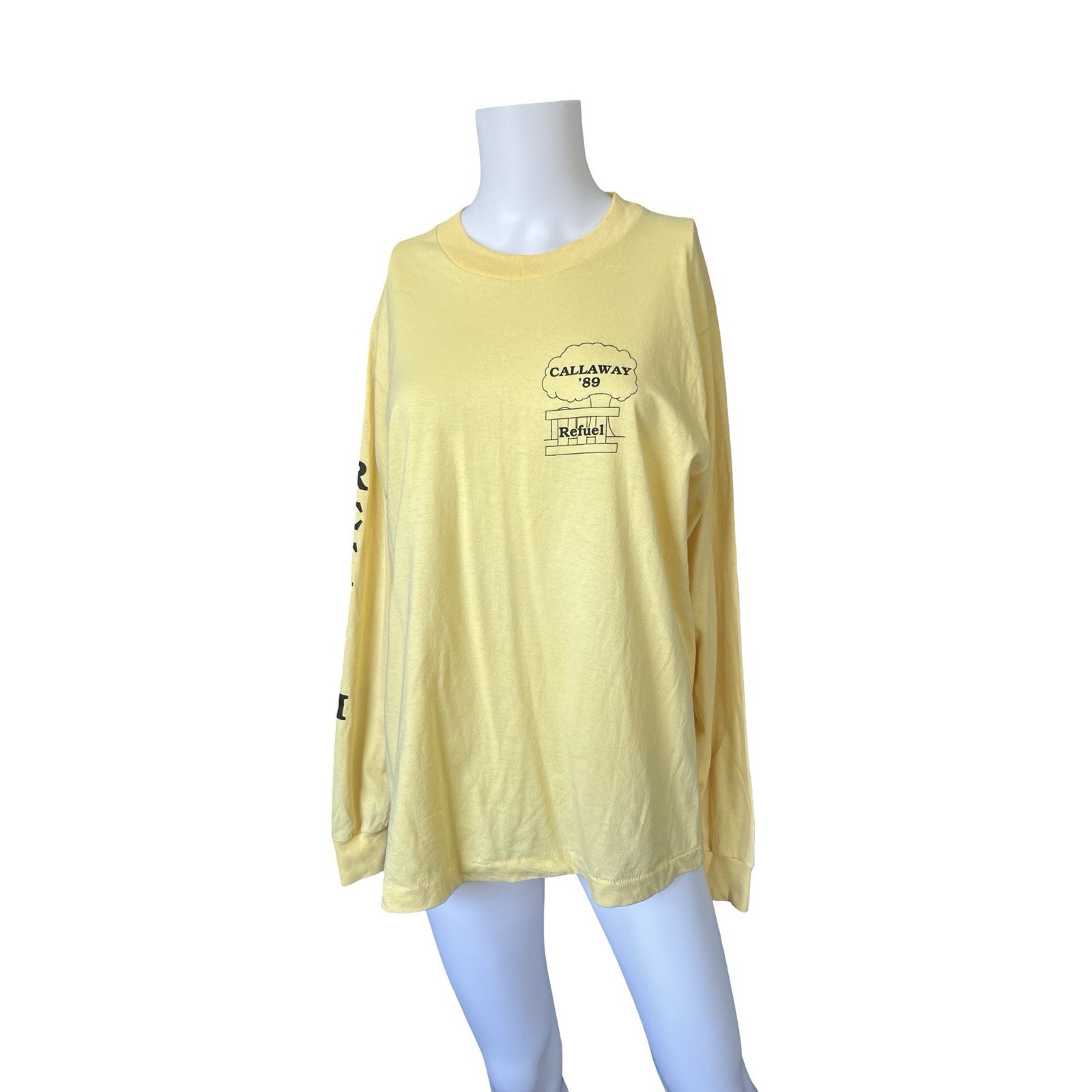 Vintage Yellow Long Sleeve Shirt Cotton Callaway 89 Refuel Adult Size Large