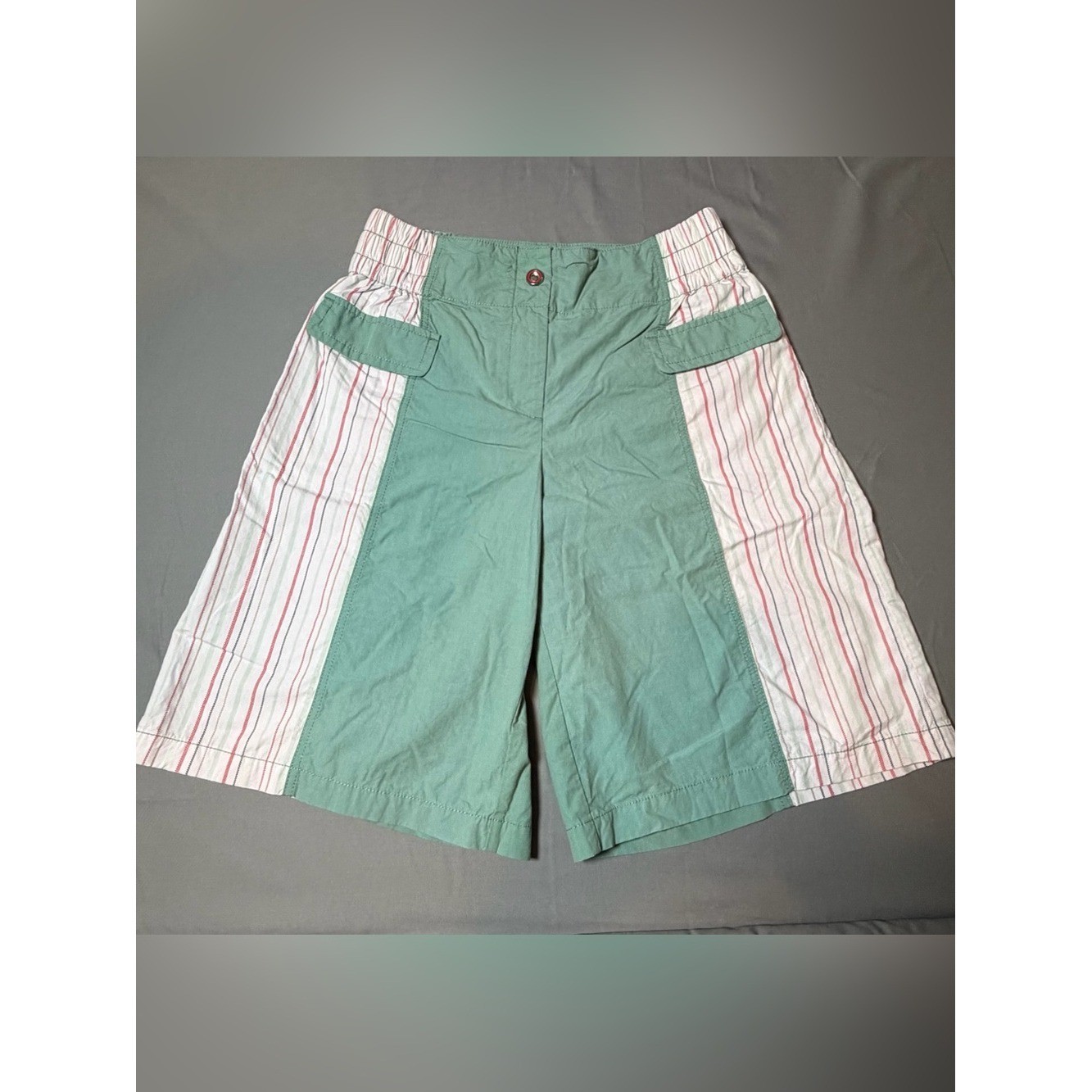 Vintage Maeve by Anthropologie Colorblock Striped Culotte Shorts Mint Green Sm