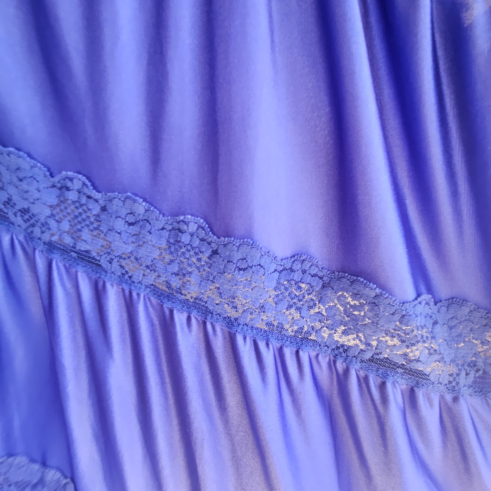 Lady Cameo Vintage Royal Blue Coquette Nighty Full Slip Nightgown sz M