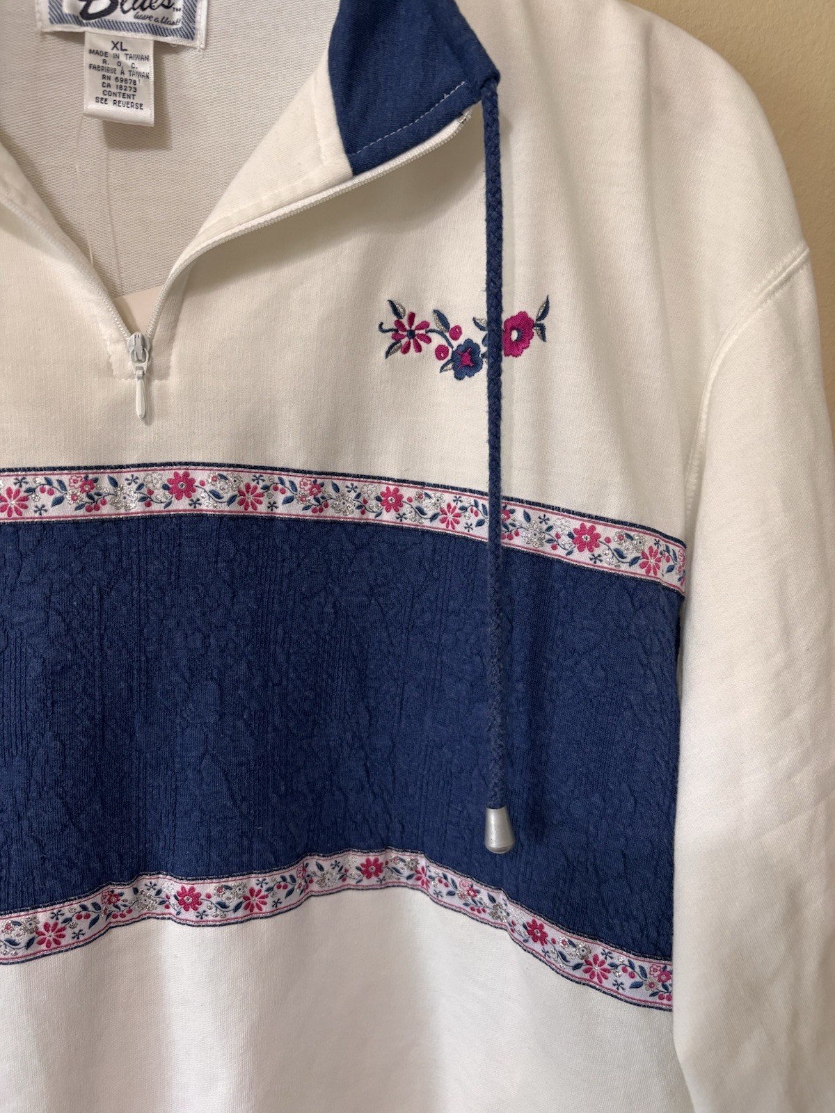 Rare Vintage Blast Blues Quarter Zip Pullover Size Large