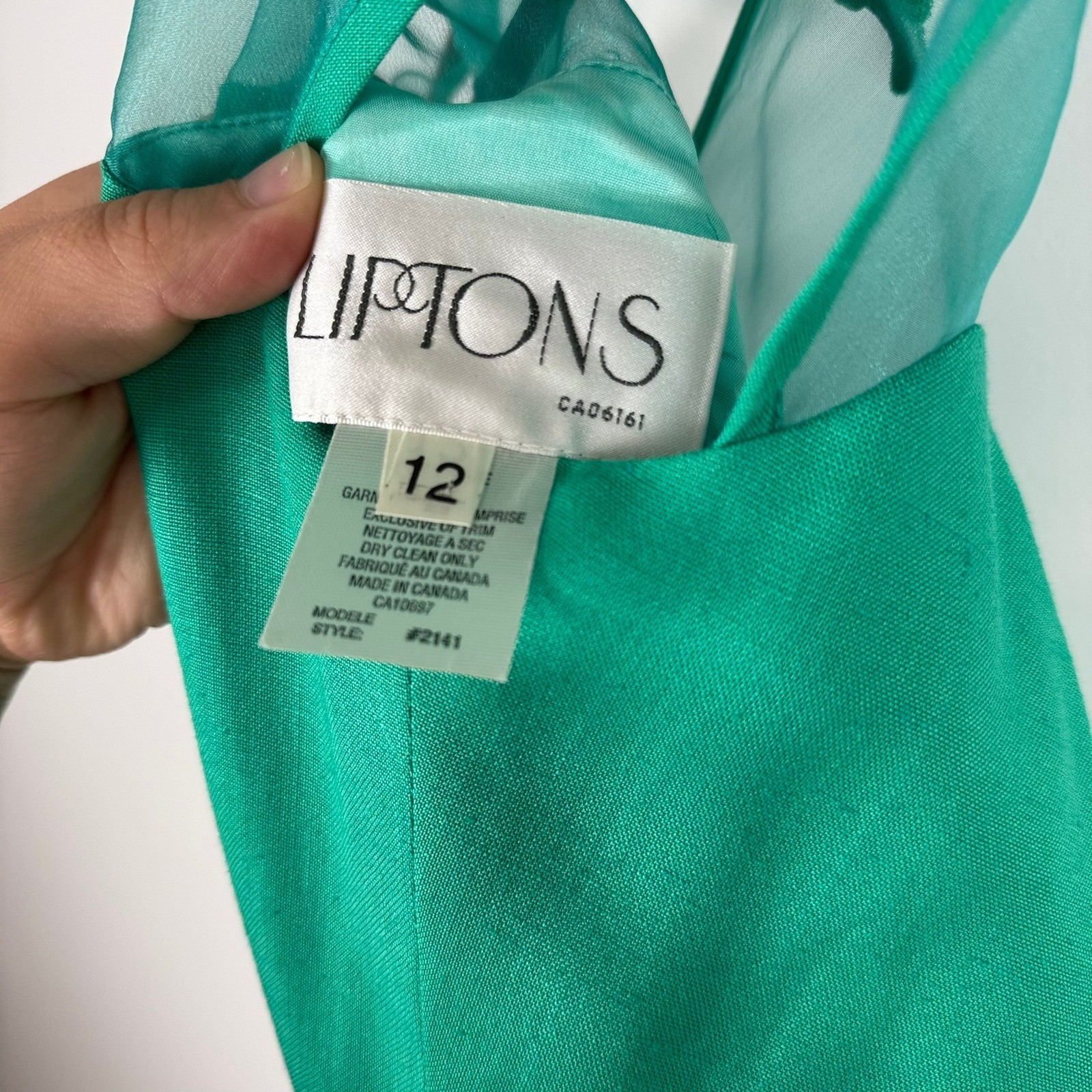 80s Liptons VTG Emerald Green Sequin Leaf Mesh Sheath Dress 12 Made in Canada