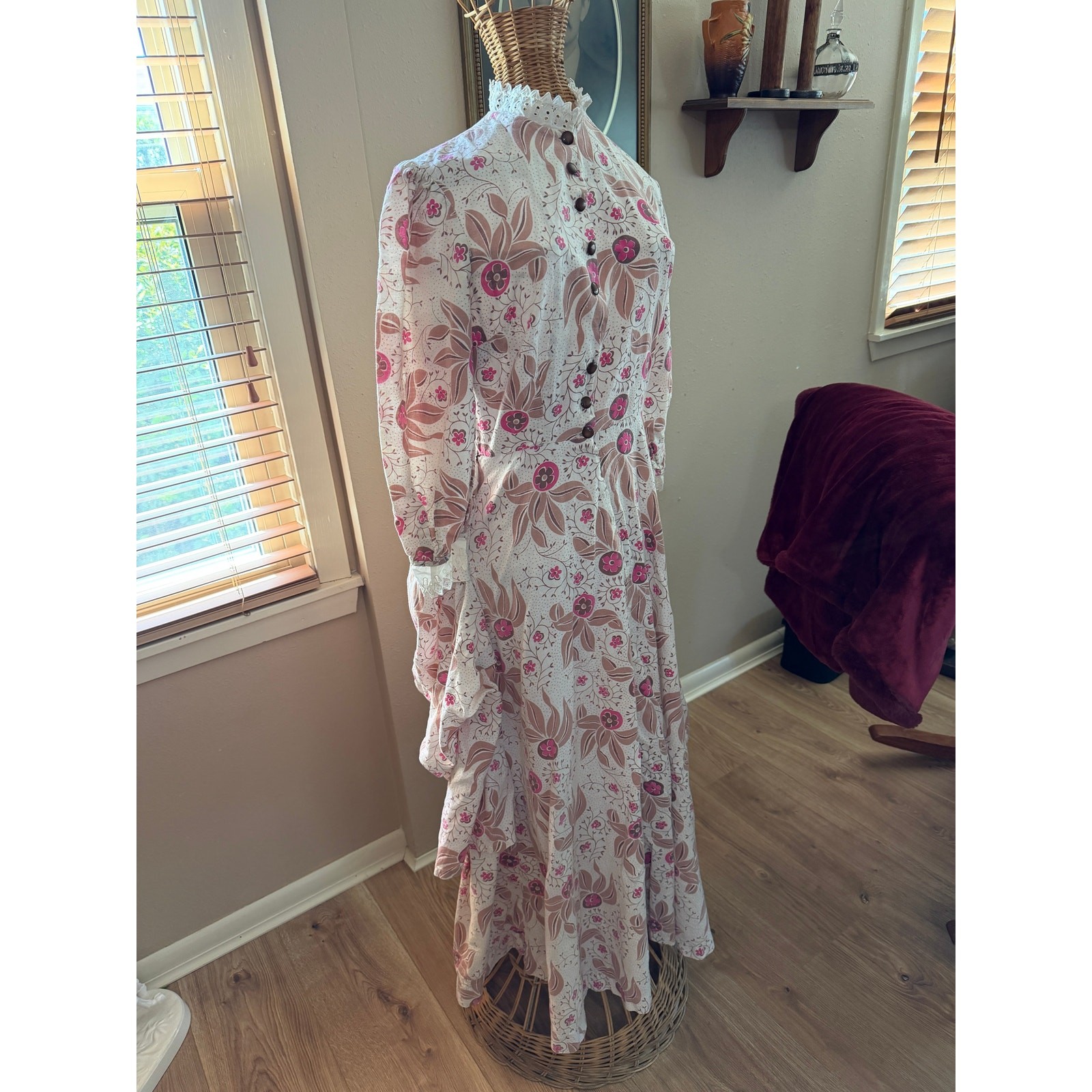 Original Bustle Dress No Hoop or Cage 1880’s – 1930’s Cotton Handmade