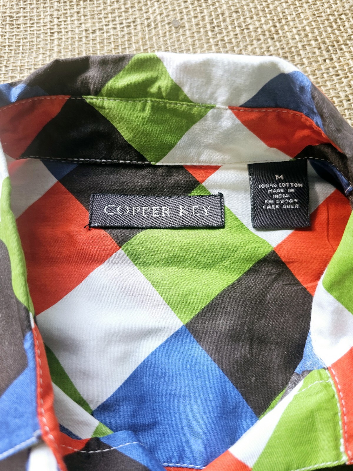 Vintage 1990s Copper Key Ladies Medium 100% Cotton Check BU Shirt Bold Checks
