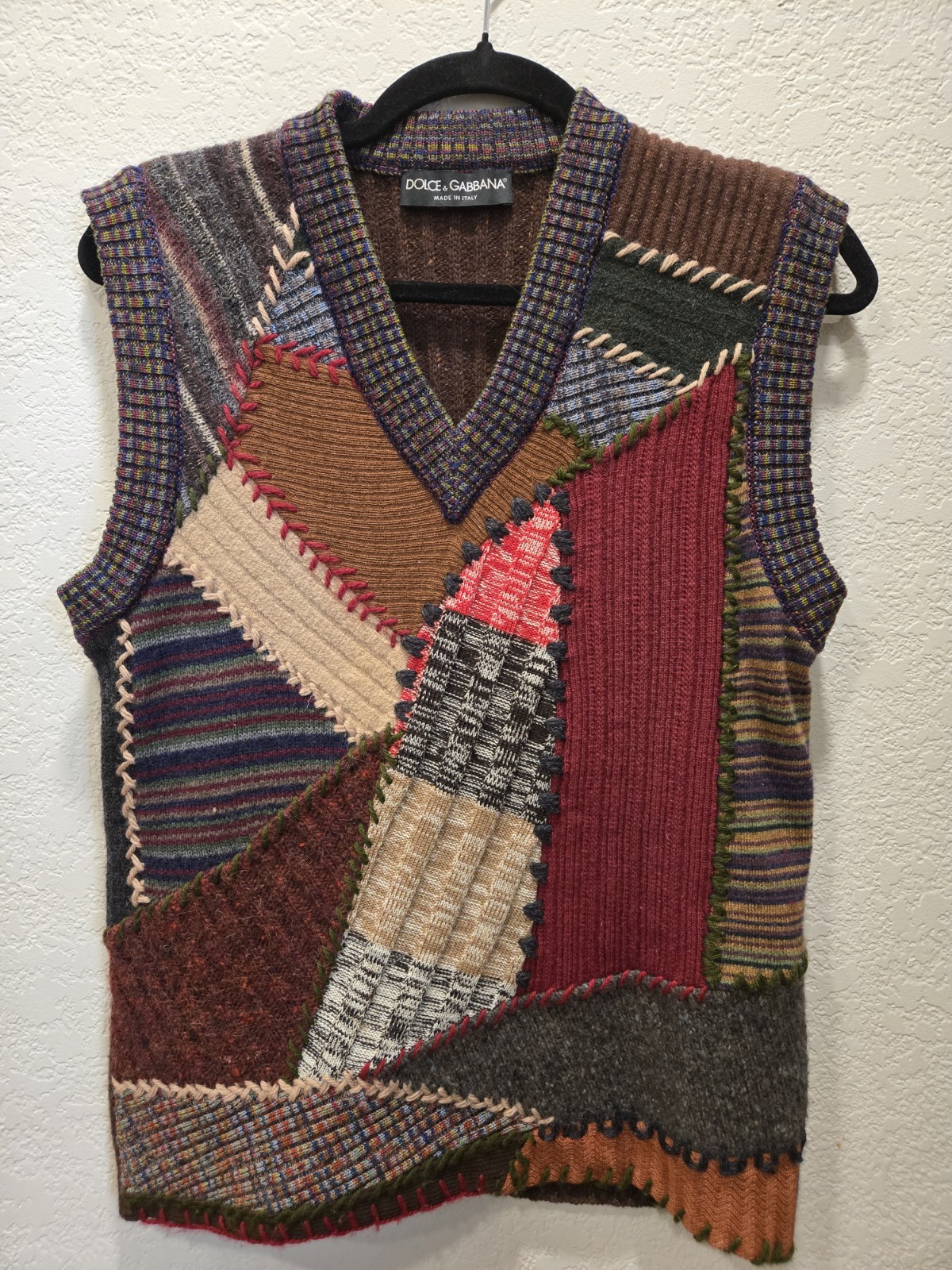 VTG Dolce & Gabbana Patchwork Old Money, Vintage, Wool, Angora, Silk Blend