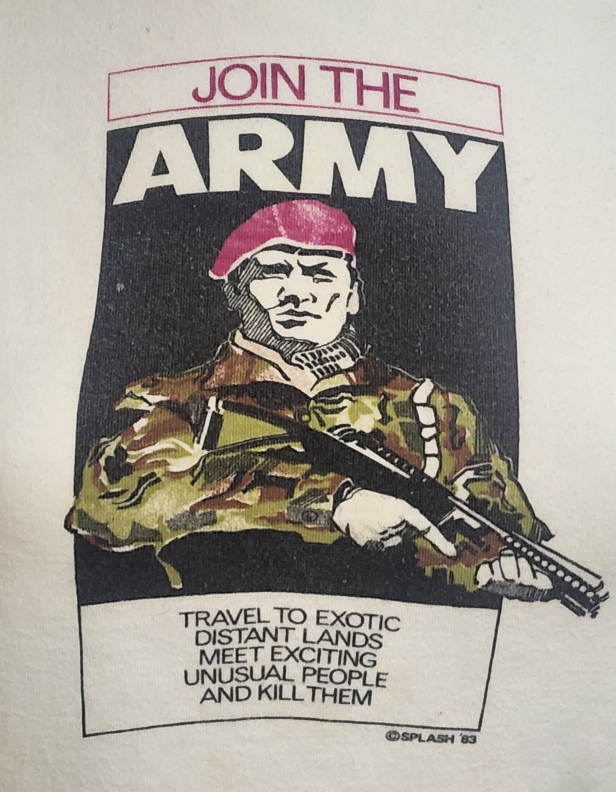 Vtg 1983 Women’s Splash Satire Shirt Join The Army Parody Punk T Made England XS