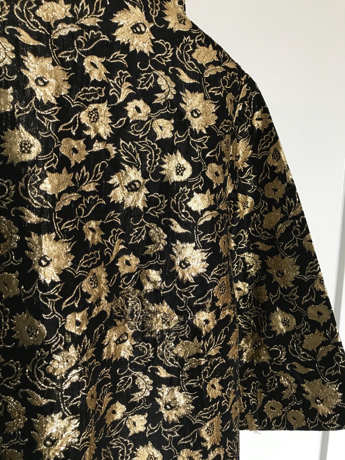 LUREX Black Gold Floral Set Vintage HONG KONG Mid Century MOD Sz M/L WITH TAGS
