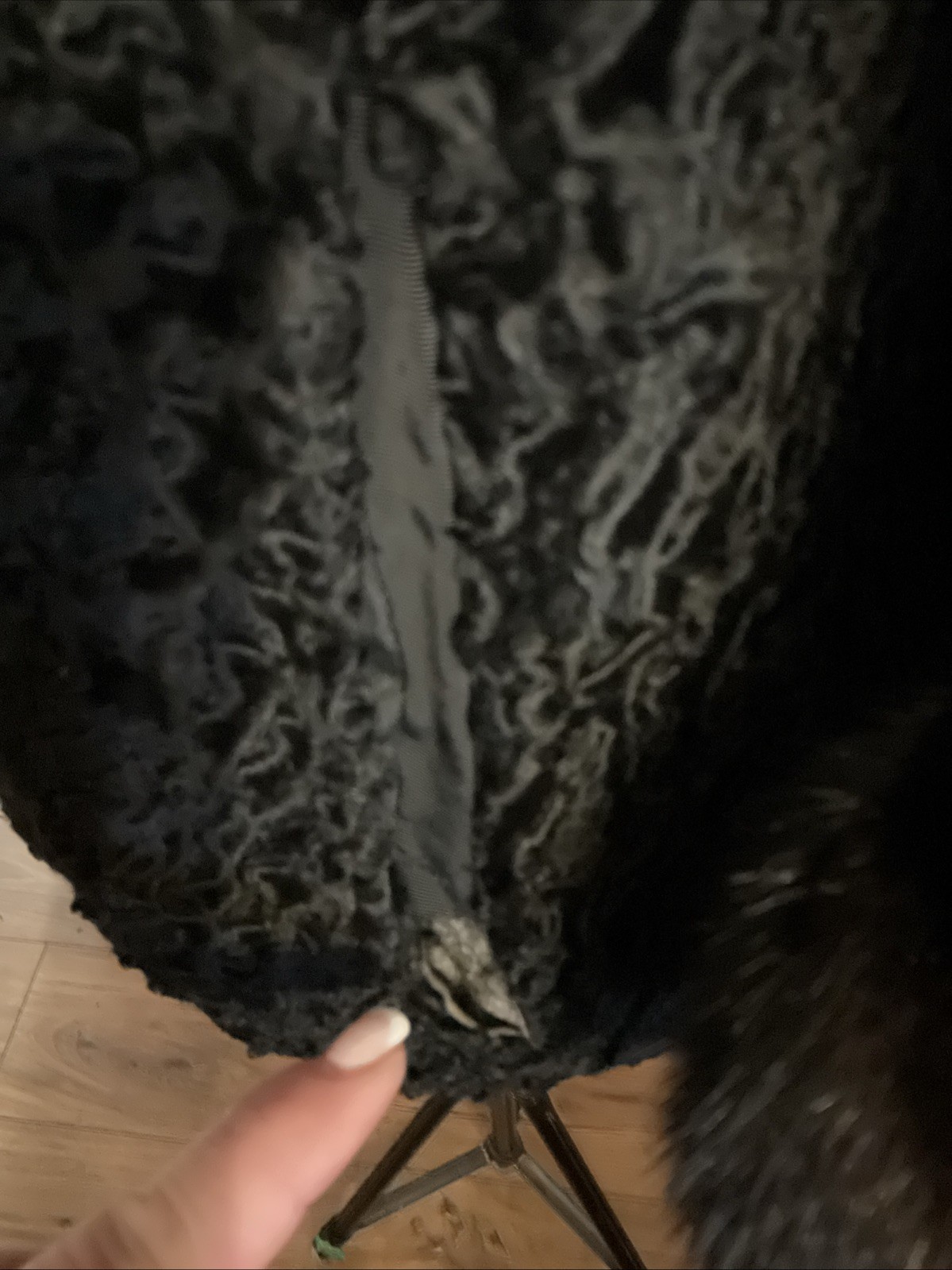 Vintage 1960s Black Curly Lamb Jacket Dark Brown Mink Collar, Black Fur Jacket