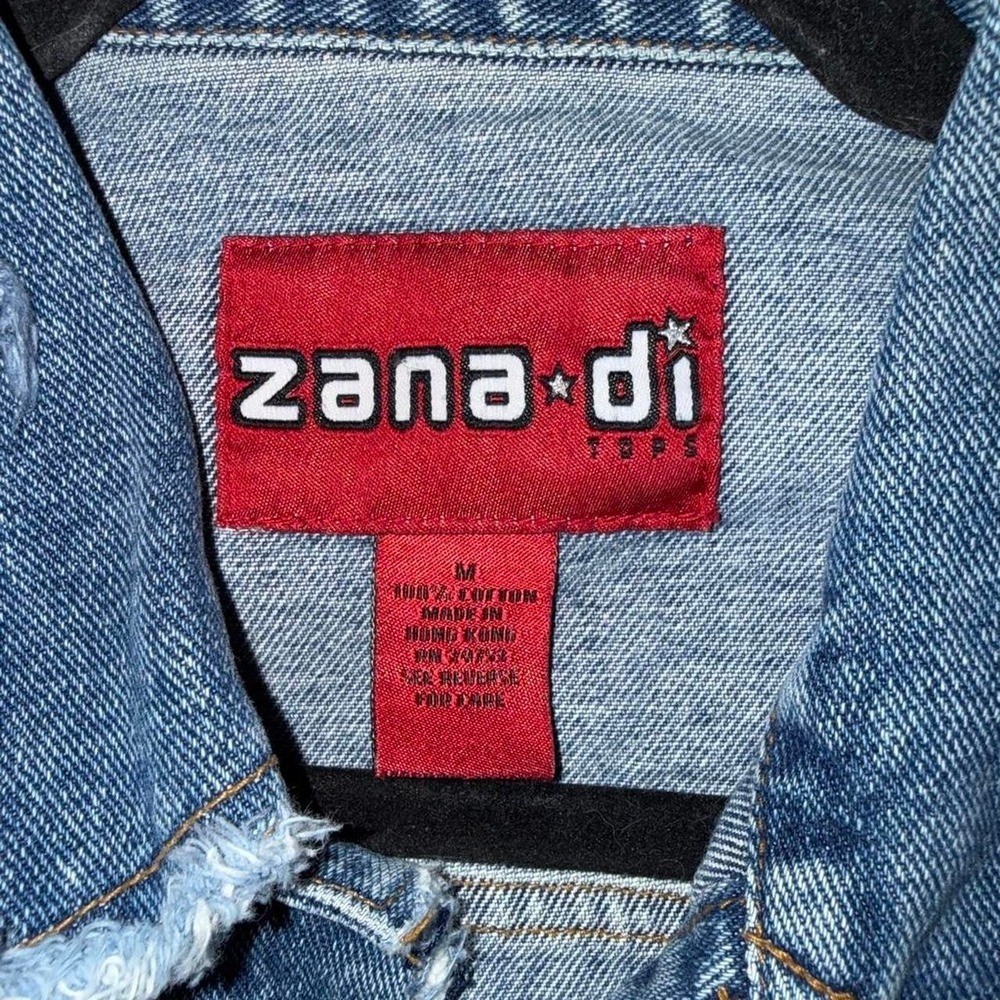 Vintage Y2K Zana Di Raw Hem Cropped Denim Jacket | Light Wash | Size Medium