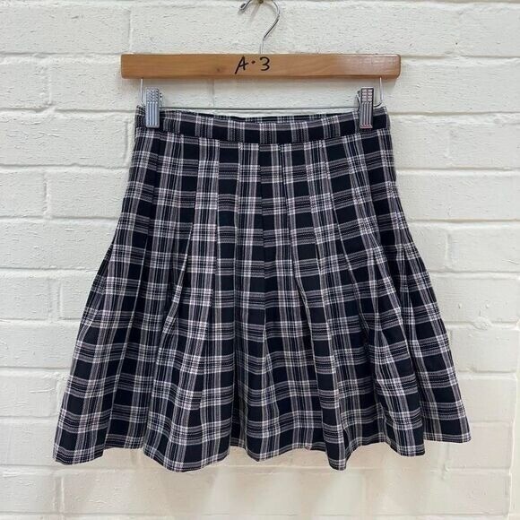 Street Code Plaid Pleated Mini Skirt Buckle Detail Black Academia Style