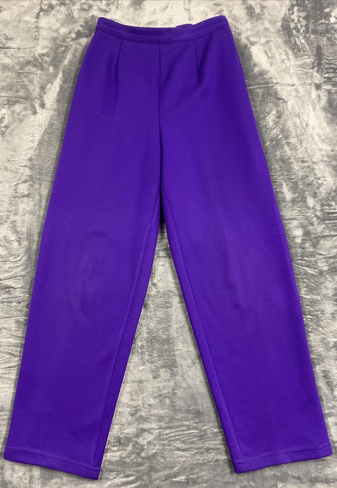Vintage CLIO Purple Knit 2 Pc Suit Set Jacket Pants Women Small Made USA EUC
