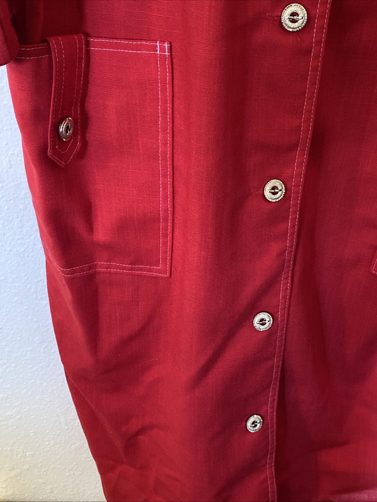 Vintage Serben Size 16 New Red Straight Line Dress Classy Linen Look Made in USA