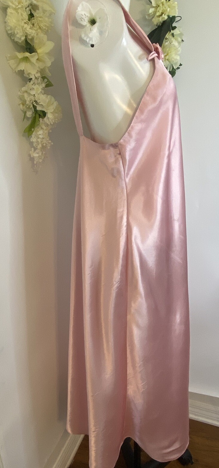 Vintage Val Mode Pink Lingerie Peignoir Sleep Gown Dress Ankle Length Size Large