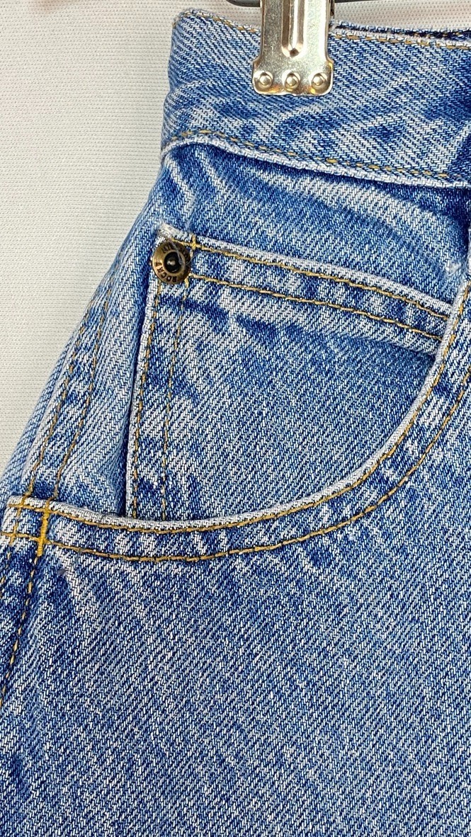 Vintage 1980s high waist jeans 25 34 side buttons ROCKY MOUNTAIN 29 blue denim