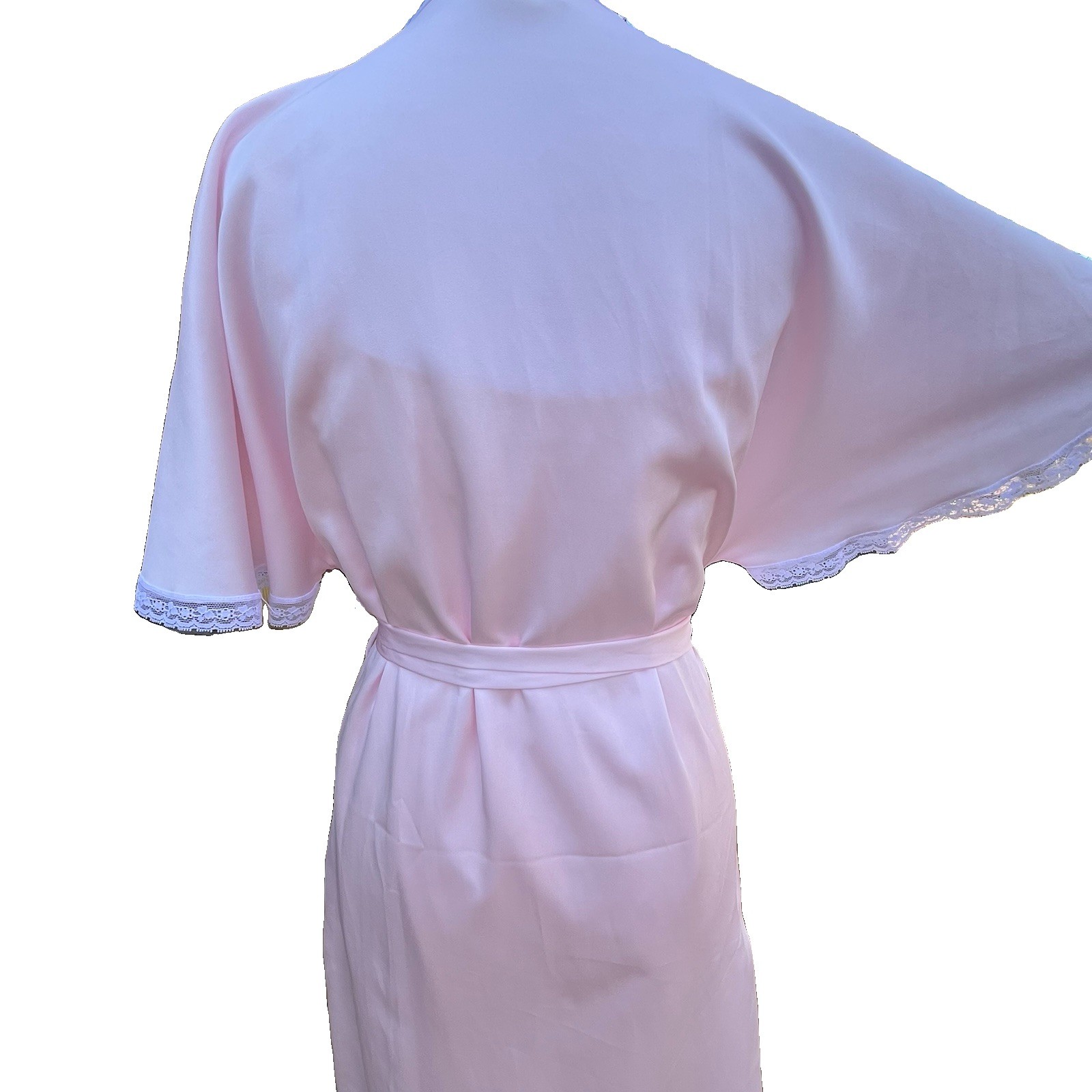 Vtg Nightgown Barbizon Boutique Sara Beth Robe Set Glossy Pink Tiny Roses M L 38