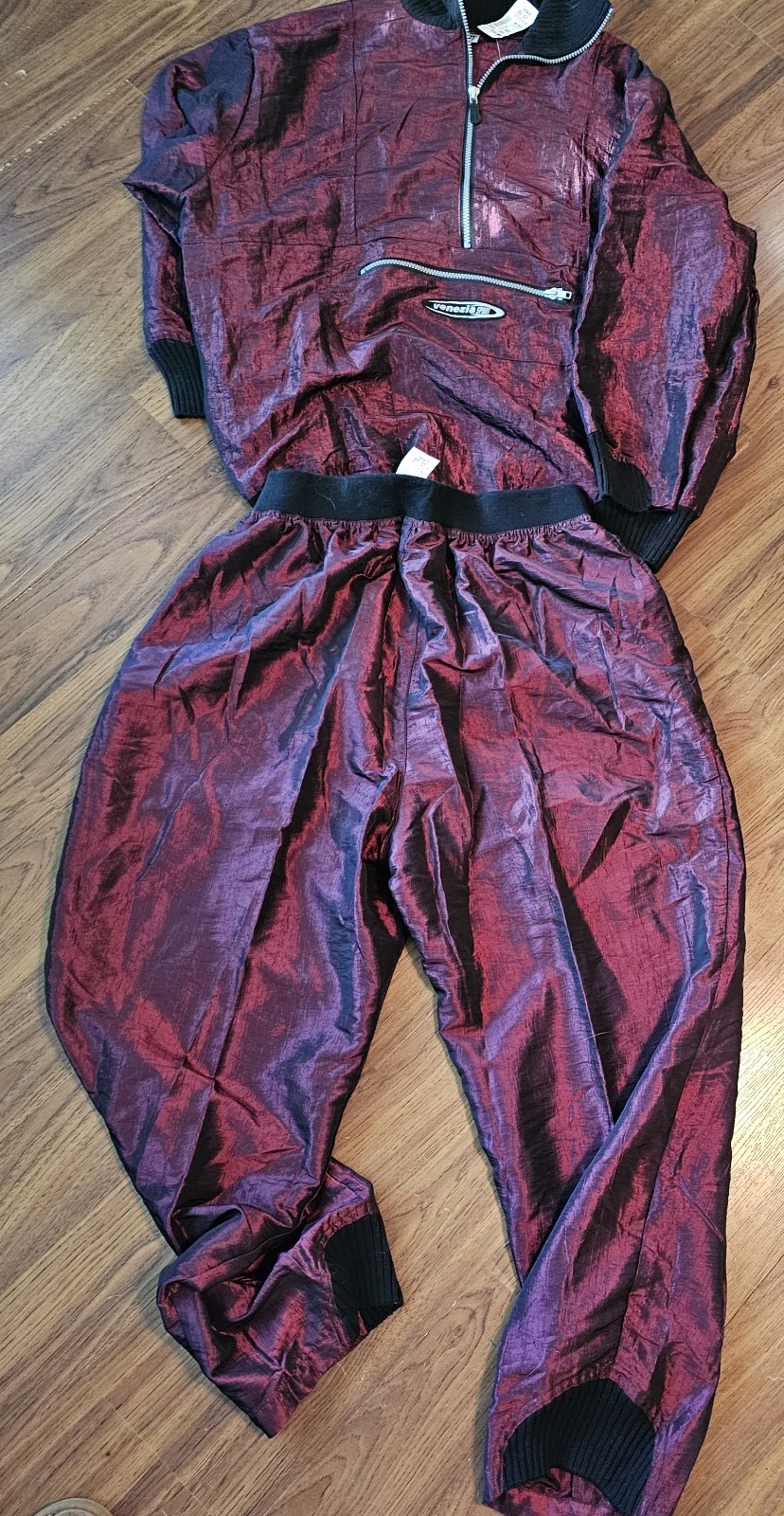 Venezia Sport Womens Metallic Purple Wind/Track NWT Windbreaker And Pants Set