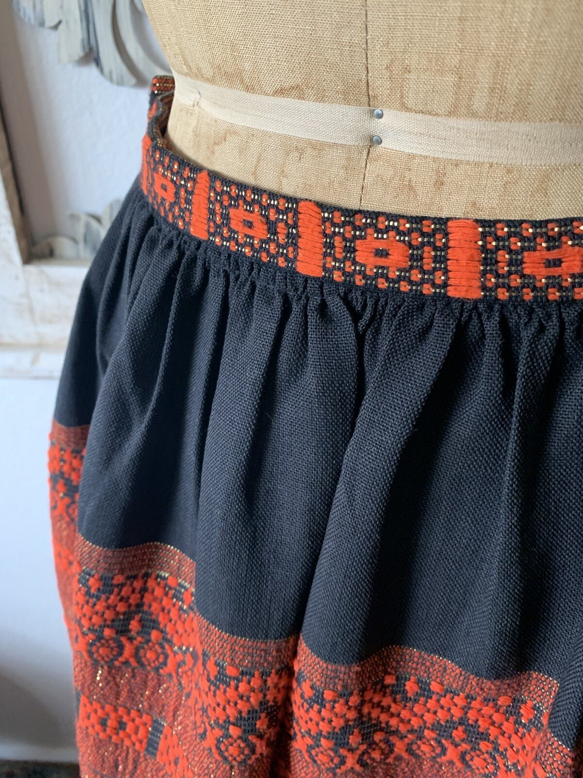 Vintage Hand Woven Mayan Cotton Skirt 50s 60s