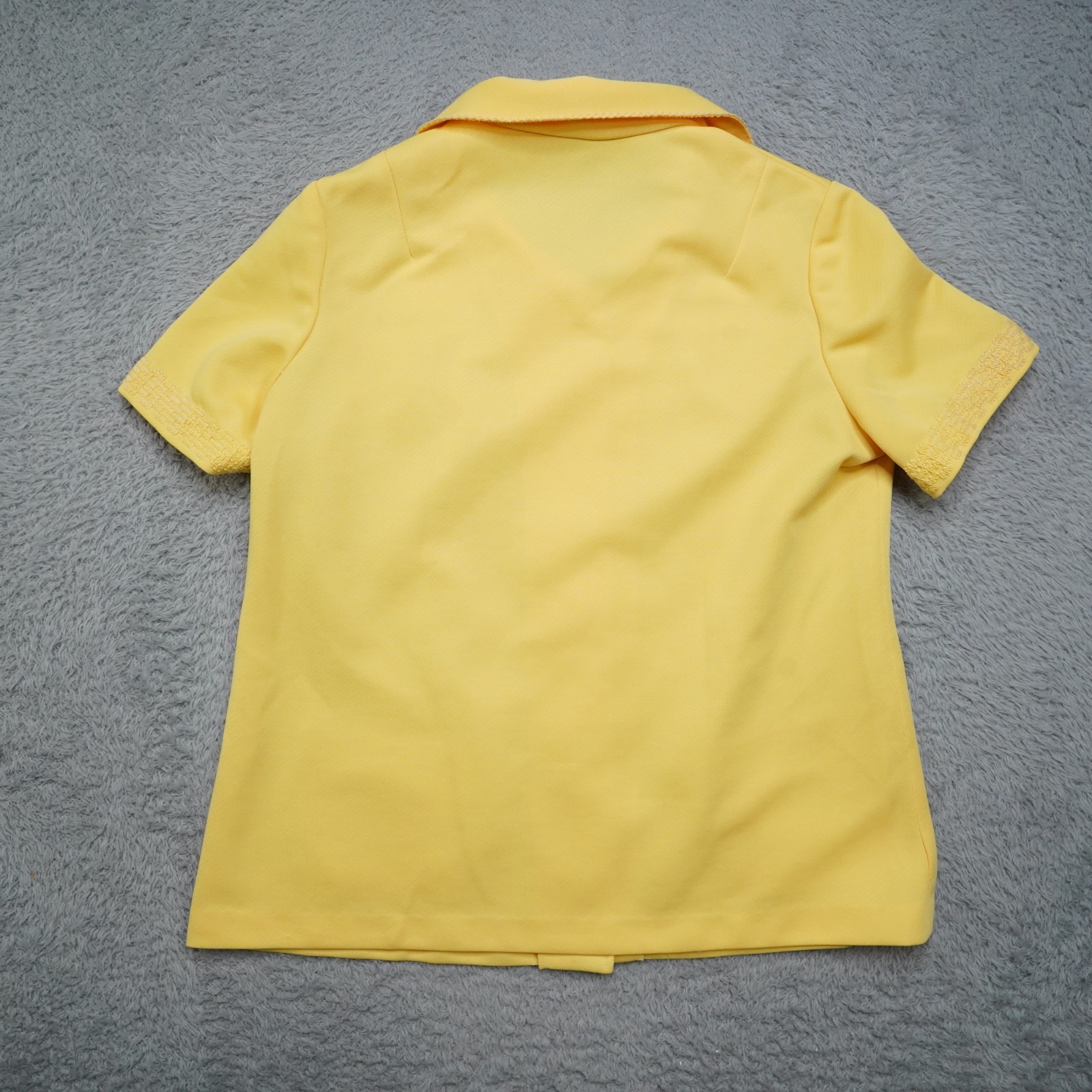 Vintage 60s Blouse Womens L Yellow Button Shirt Short Sleeve Marty Gutmacher