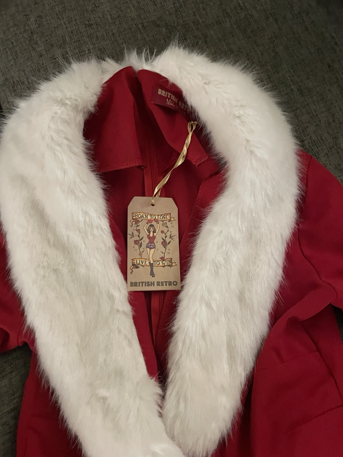 ‘From Kitty with Love’ Ruby Red Faux Fur 50s Swing Dress