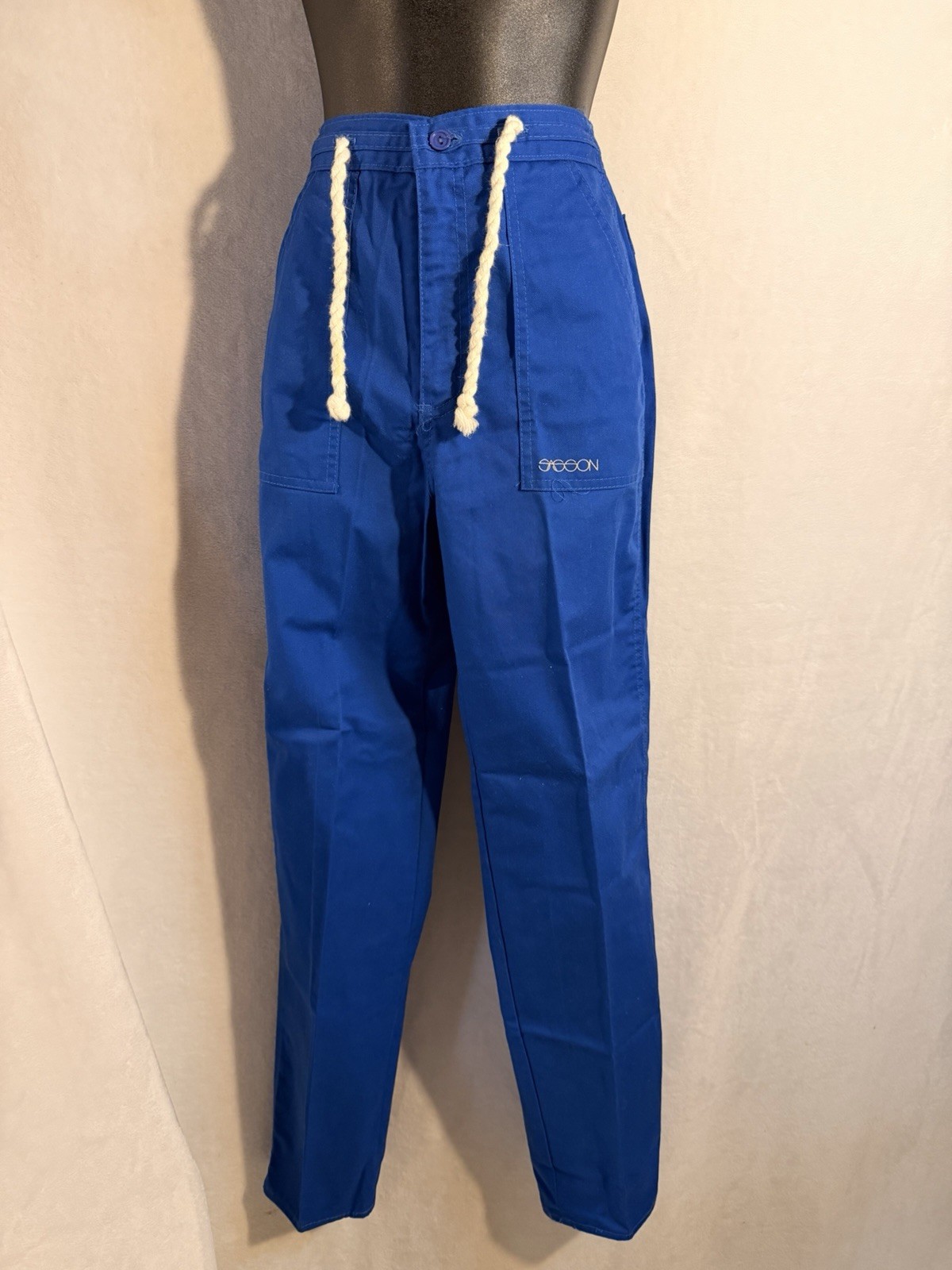 Vintage SASSON Blue Size 5 High Rise Tapered Leg Women’s Rare Pull String Detail