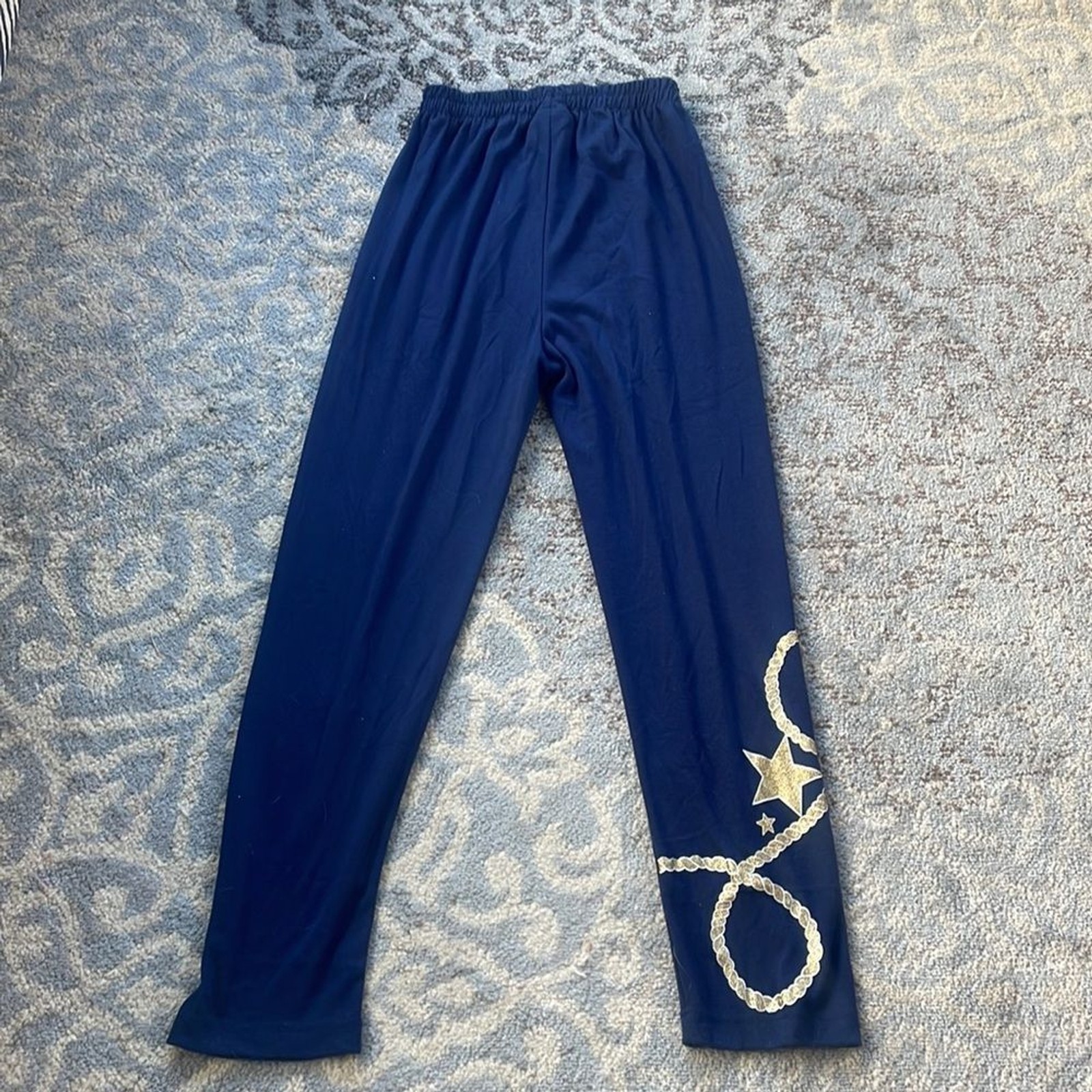 Rafael Vintage Elastic Waist Nautical Pants Navy & Gold Medium