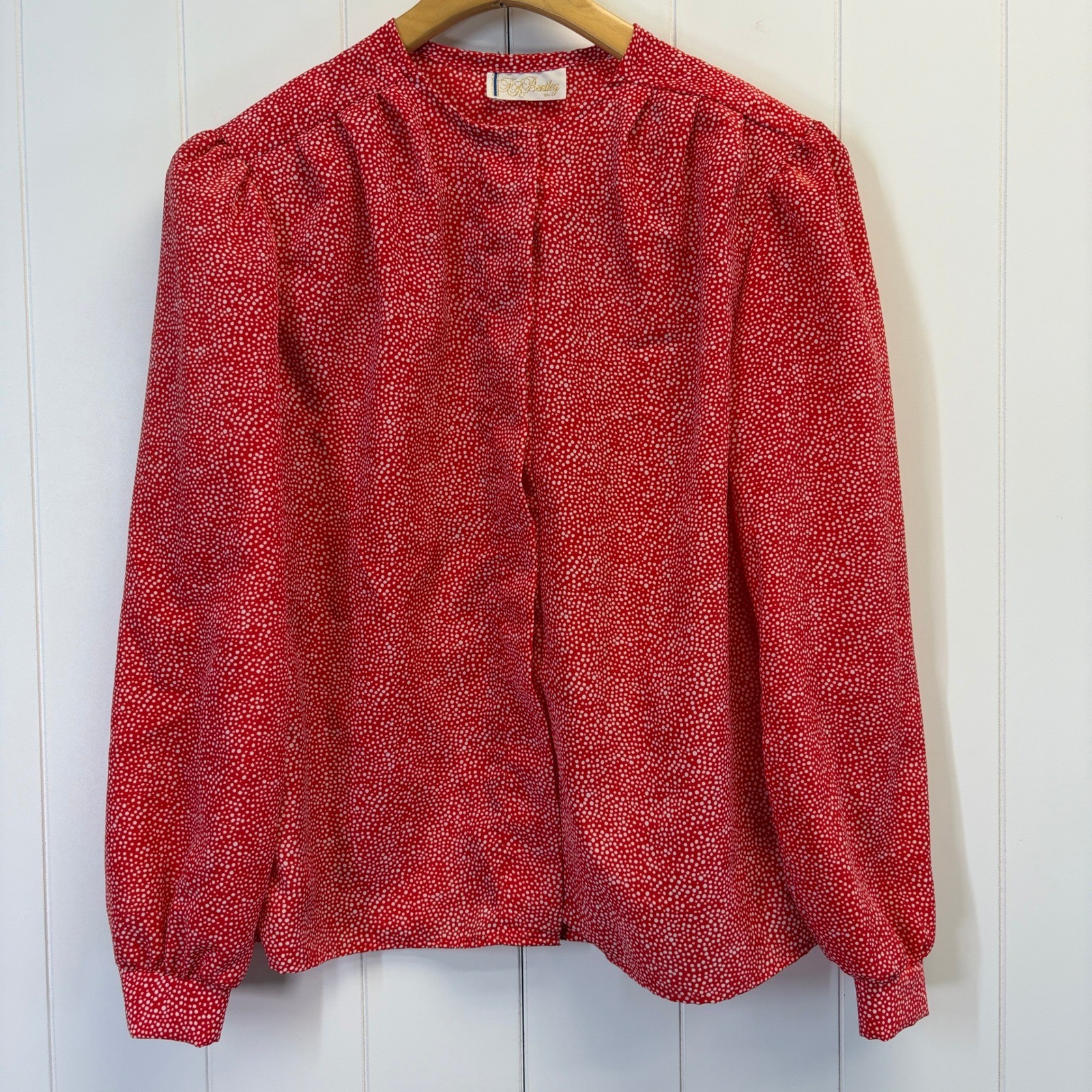 Vintage TR Bentley Polka Dot Secretary Blouse Women Size M Office Classic Chic