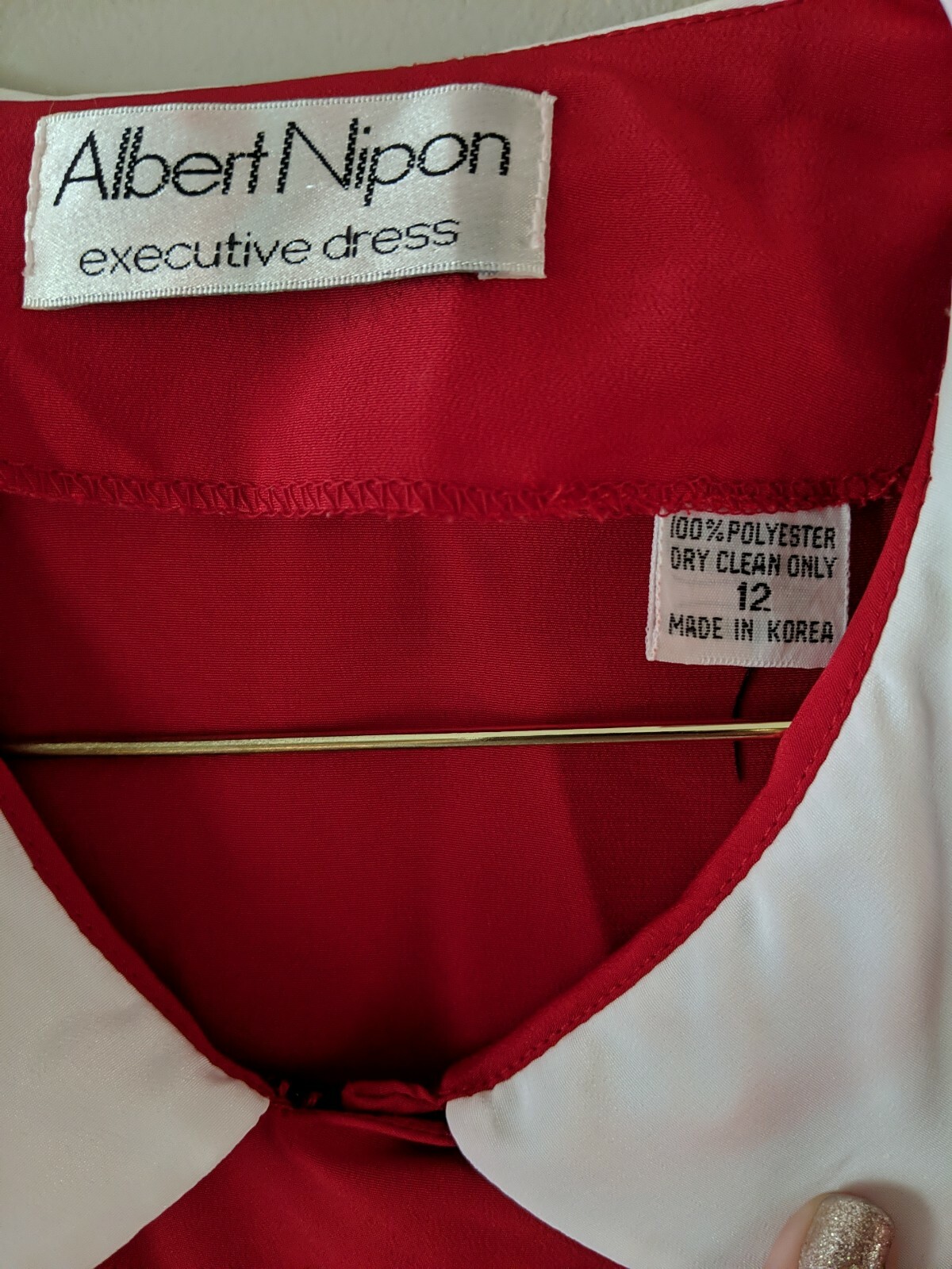 🌹Vintage Albert Nippon Executive Dress Long, Red, Sz 10🌹