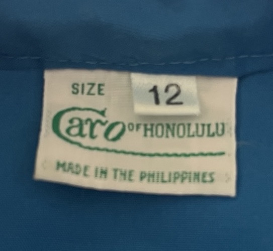 Women’s Vintage 1970s Caro of Honolulu Blue Embroidered Tunic Top Sz 12