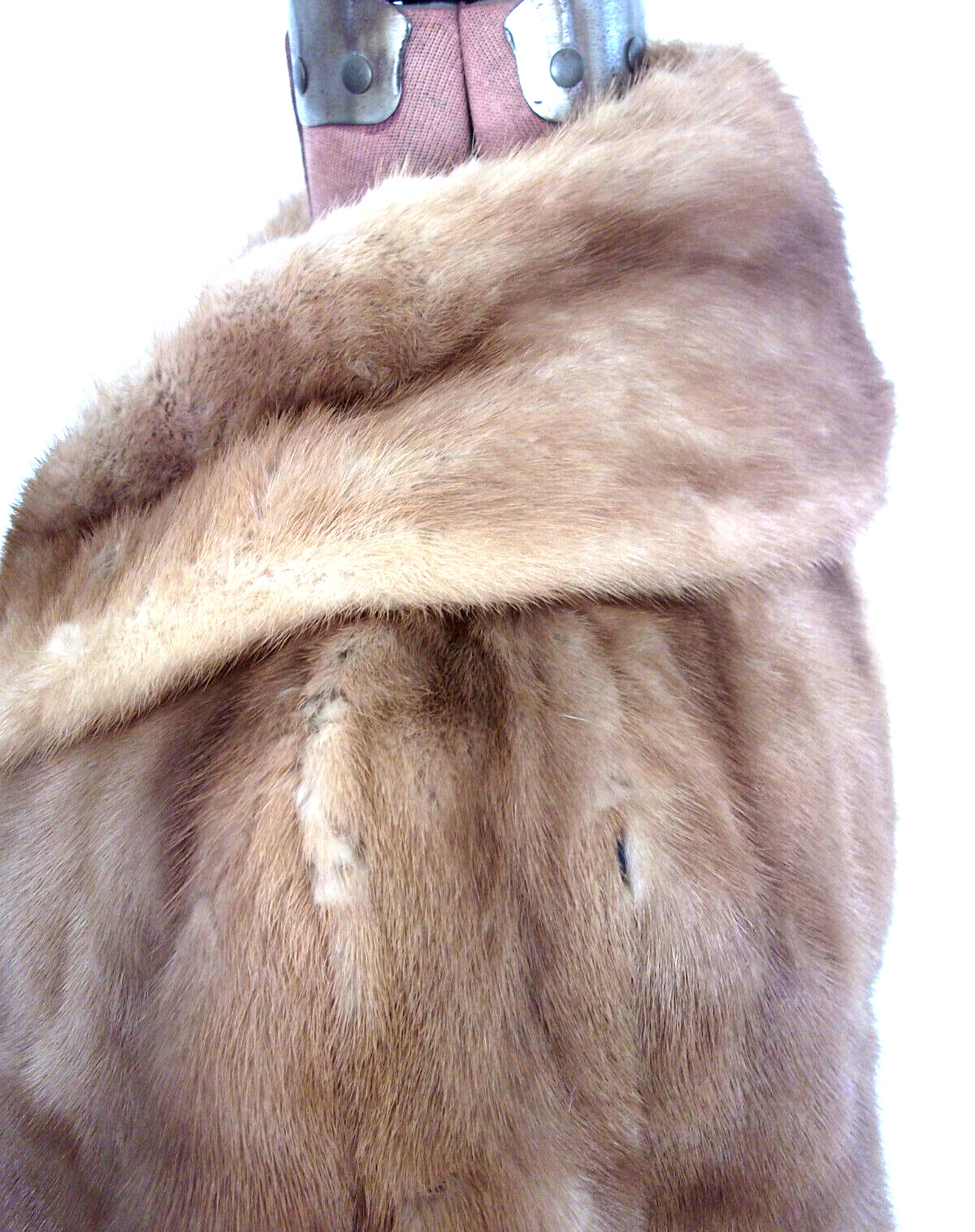 Vtg USA 60s EMBA Pastel BN MINK Emb Satin LD 3/4 Slv Pks Col 2 H&E JACKET/Sz M/L
