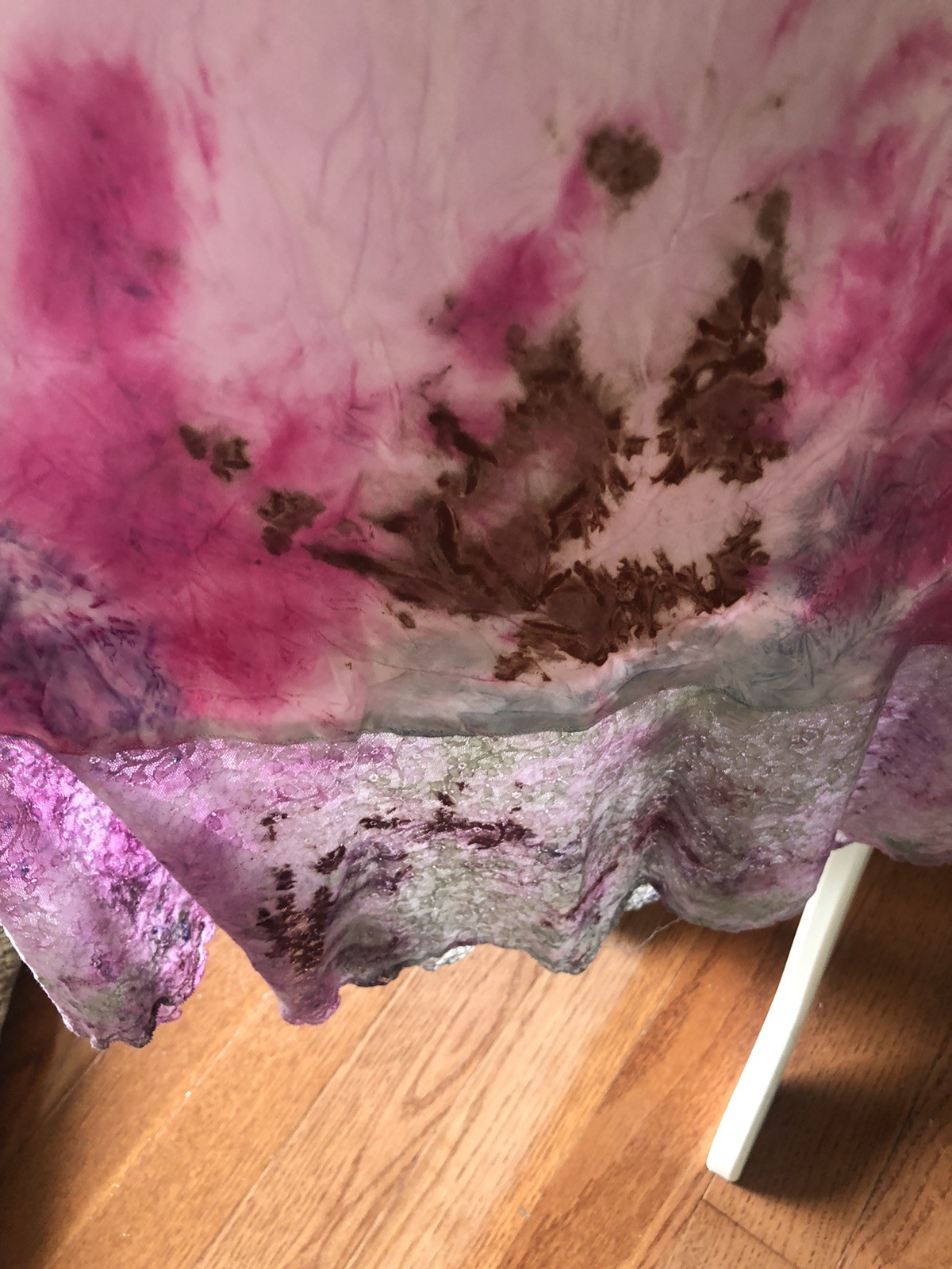 Vtg Nightgown Godfried Original Sleeveless Rayon Lace Tie Dyed Women’s 32
