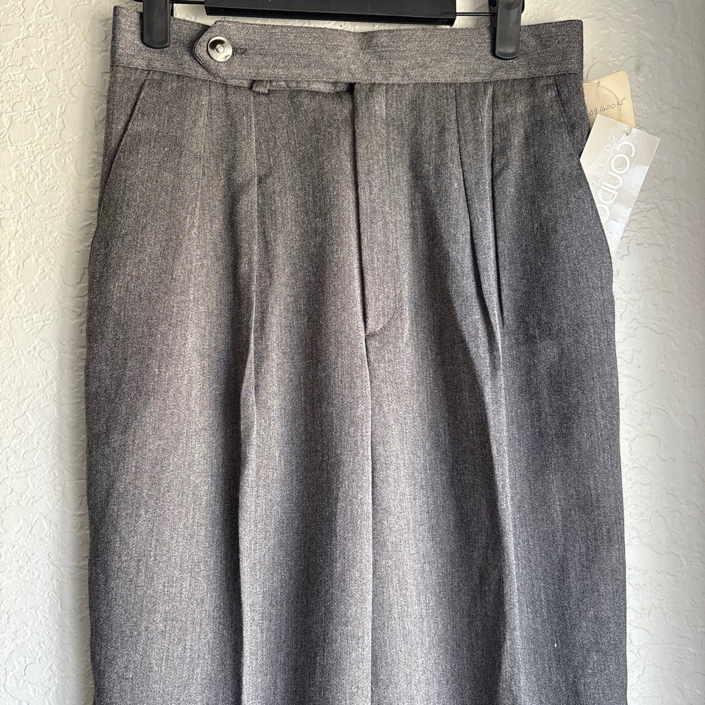 Vintage Women 10 Pleated High Waist Pant Trousers Grey Straight Leg Office Work