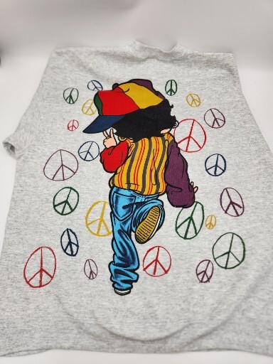 Vintage 1993 Betty Boop Hip Hop Peace Out Gray Sweatshirt 2 Sided Size XL-Tultex