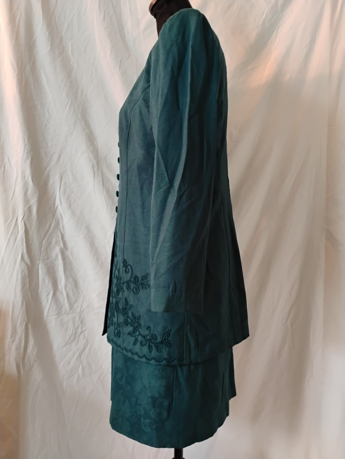Vintage Karin Stevens Hunter Green One Piece Dress Petites Size 8 Floral