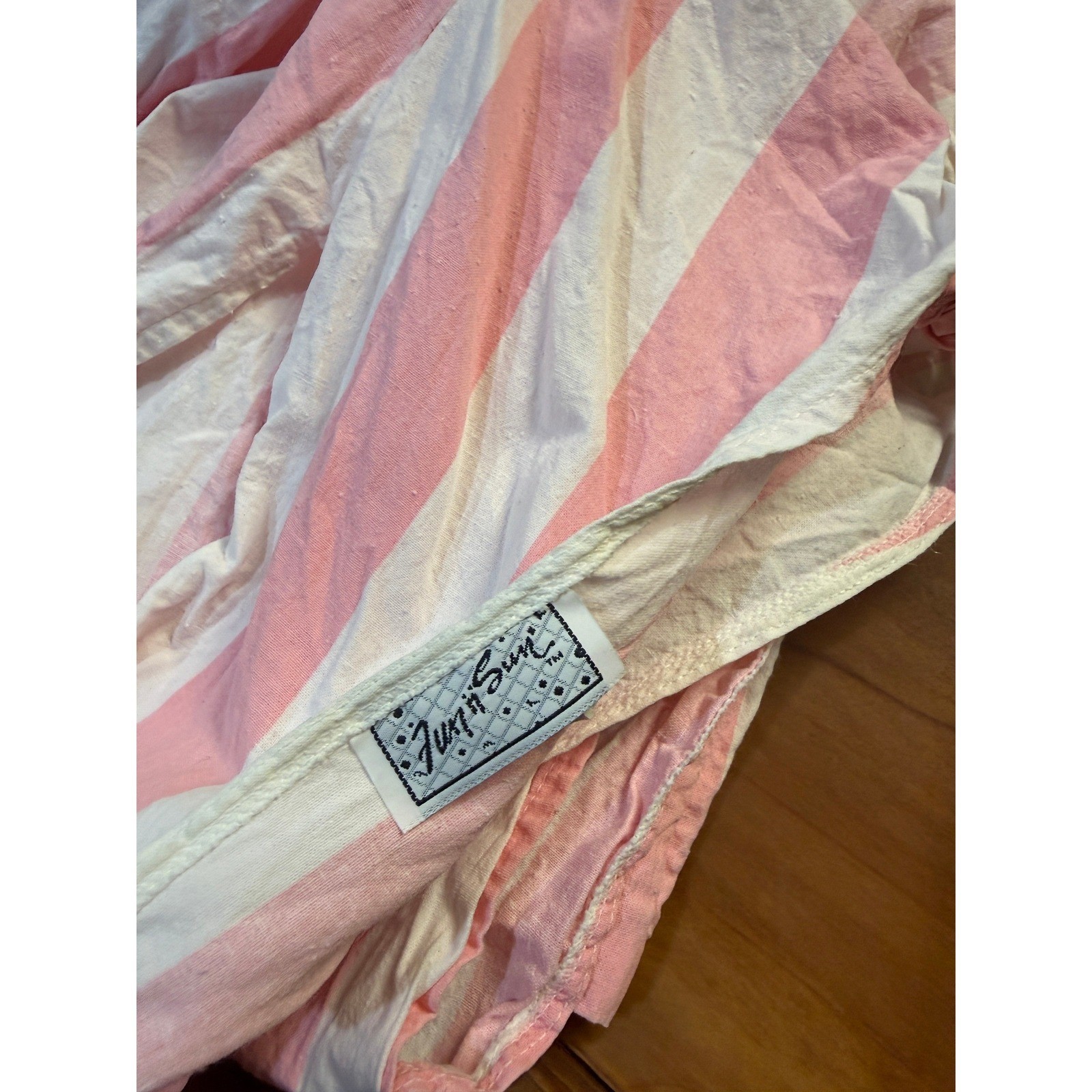 Vintage 80s 90’s Fun N Sun Women’s Romper L Candy Stripe Open Back Cotton v3-5