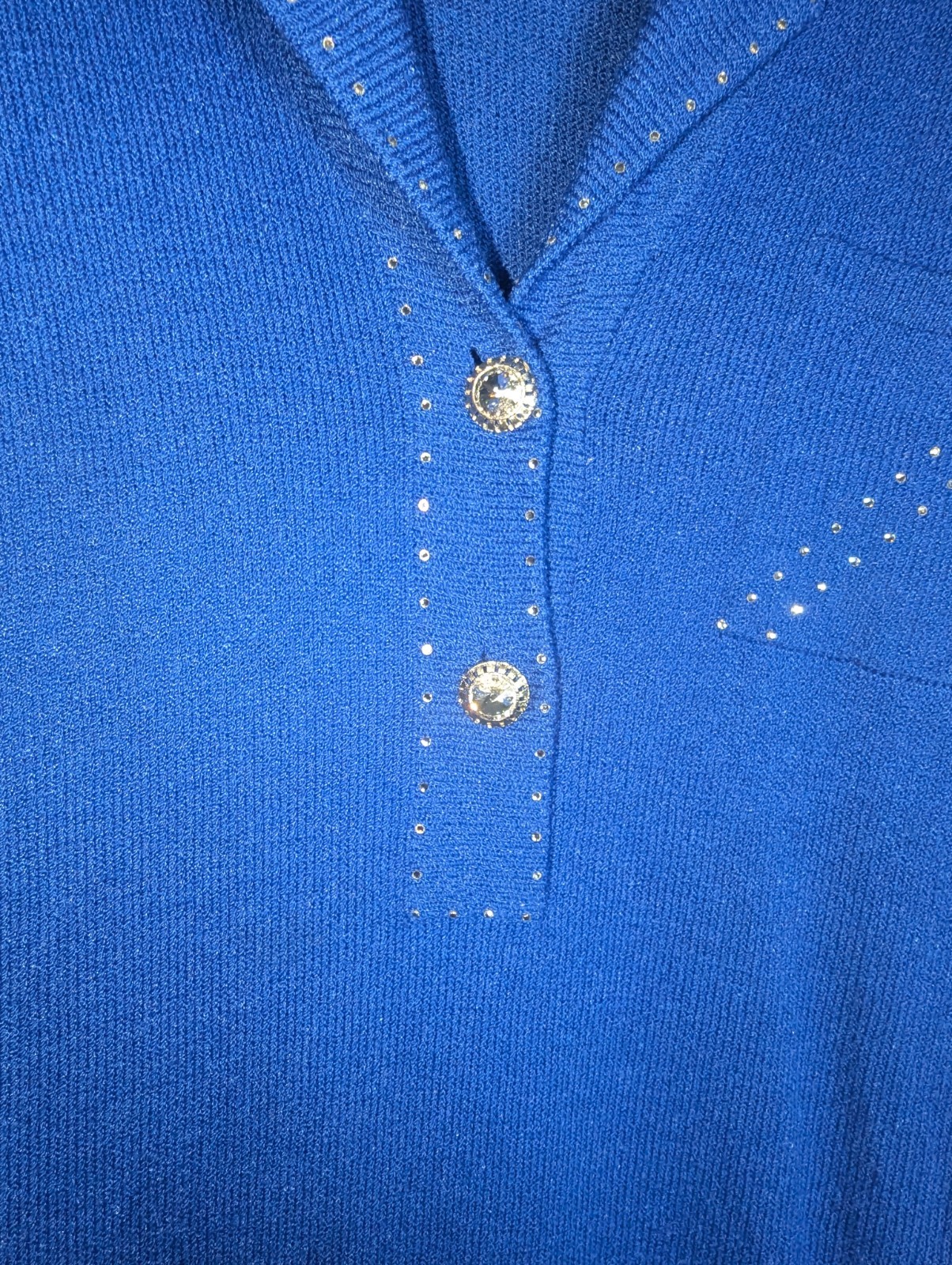Vintage Louis Marino for Jennifer Roberts Blue Knit Embellished Dress Size Large