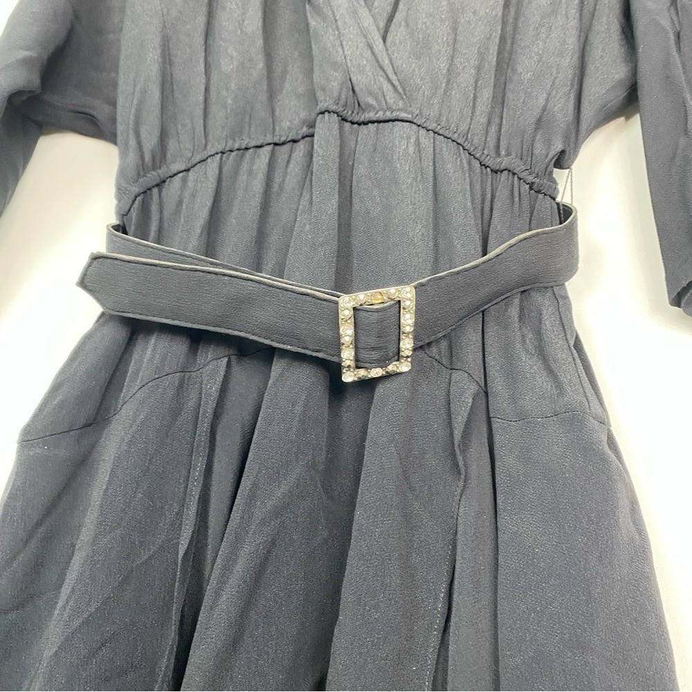 Vintage Phoebe V Neck Belted Maxi Dress Long Sleeve Size 12 Made in USA