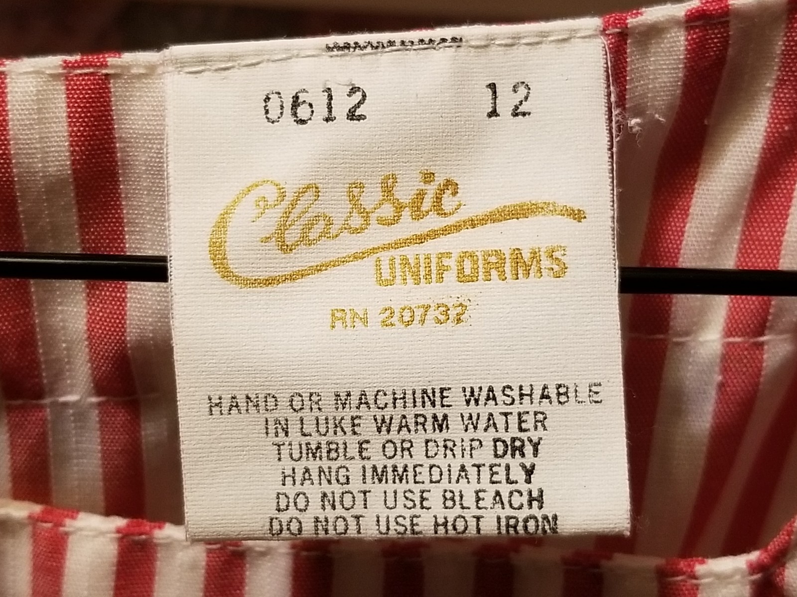 Vintage Candy Striper Classic Uniform Size 12