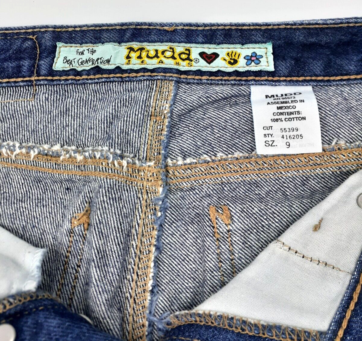 MUDD Jeans Women Size 9 Blue Vintage Low Rise Hip Hugger Y2K Bell Flare Leg NEW
