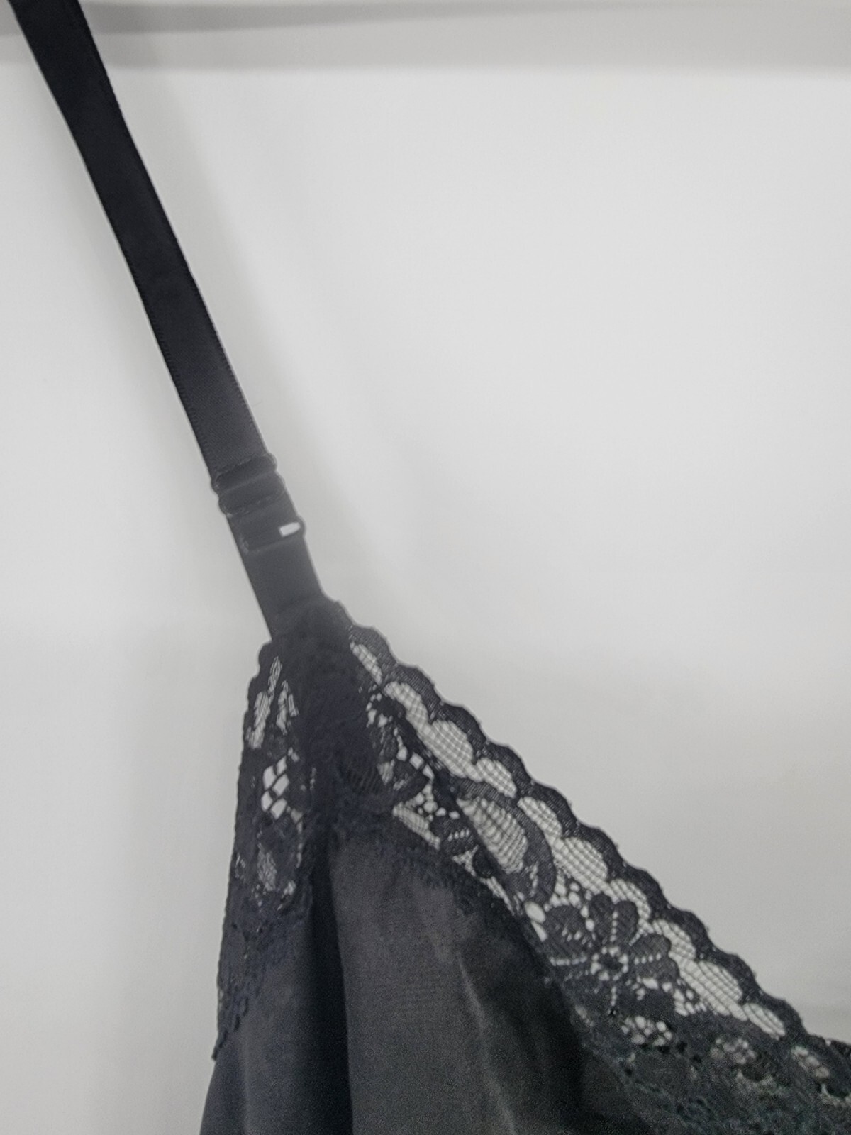 Womens Vintage Vanity Fair Black Slip Dress Size 32 L Lace Semi Sheer