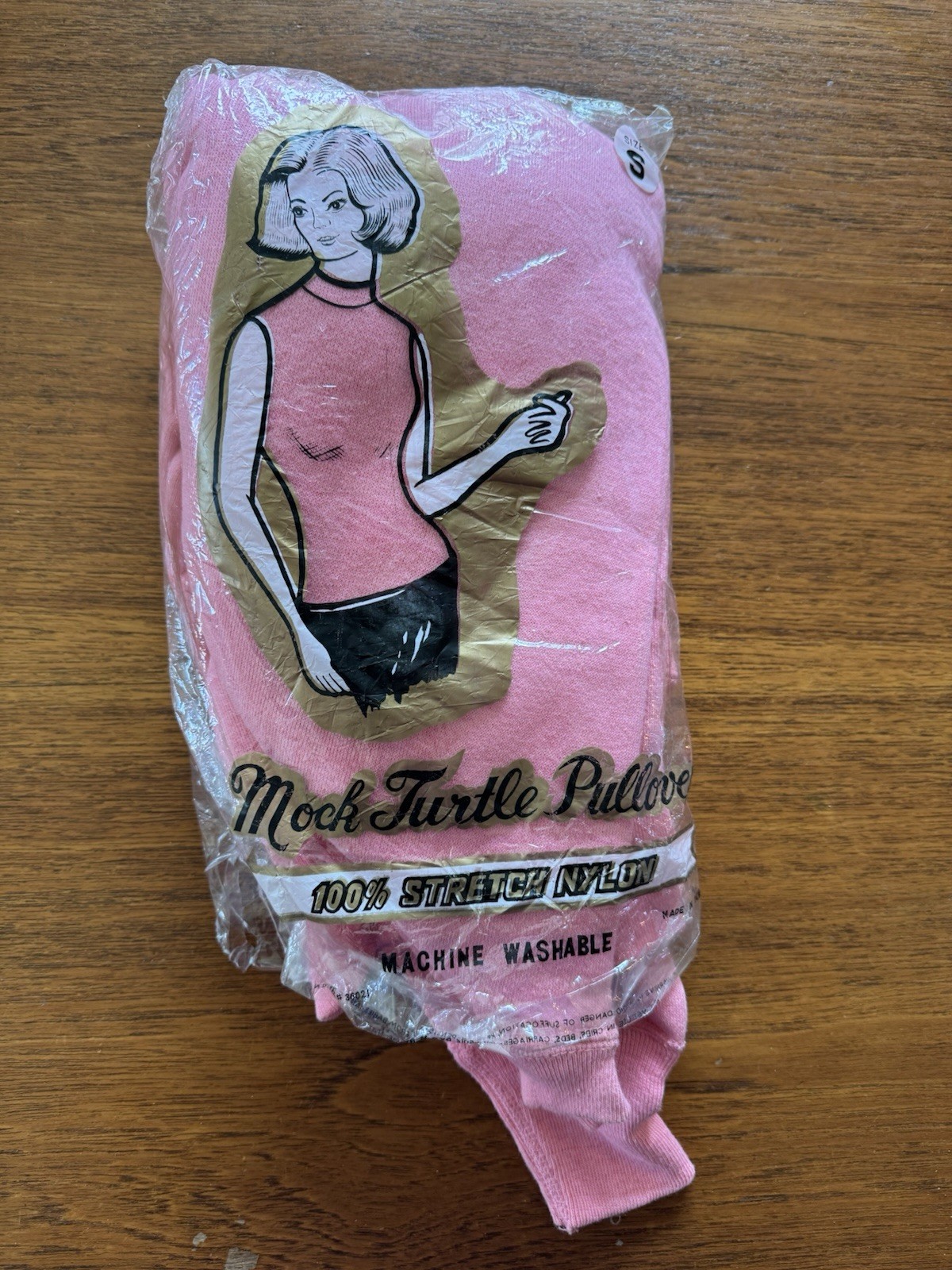 Vintage Mock Turtleneck Pullover Nylon Small Pink 1960s Mod Hippie New In Bag