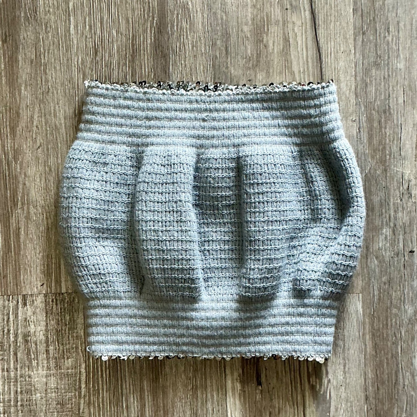 Vintage 1970s Disco Metallic Silver Sequin Tube Top