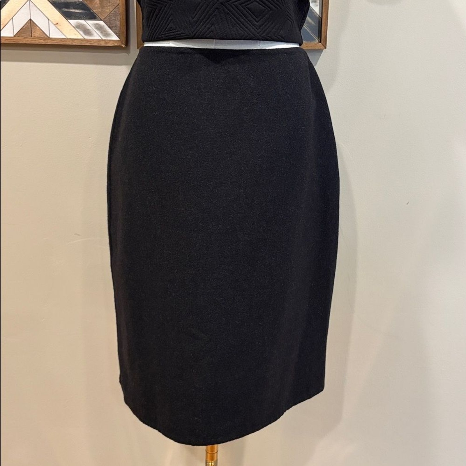 Vintage Ralph Lauren Felted Wool Skirt Dark Grey 6 *As-Is*