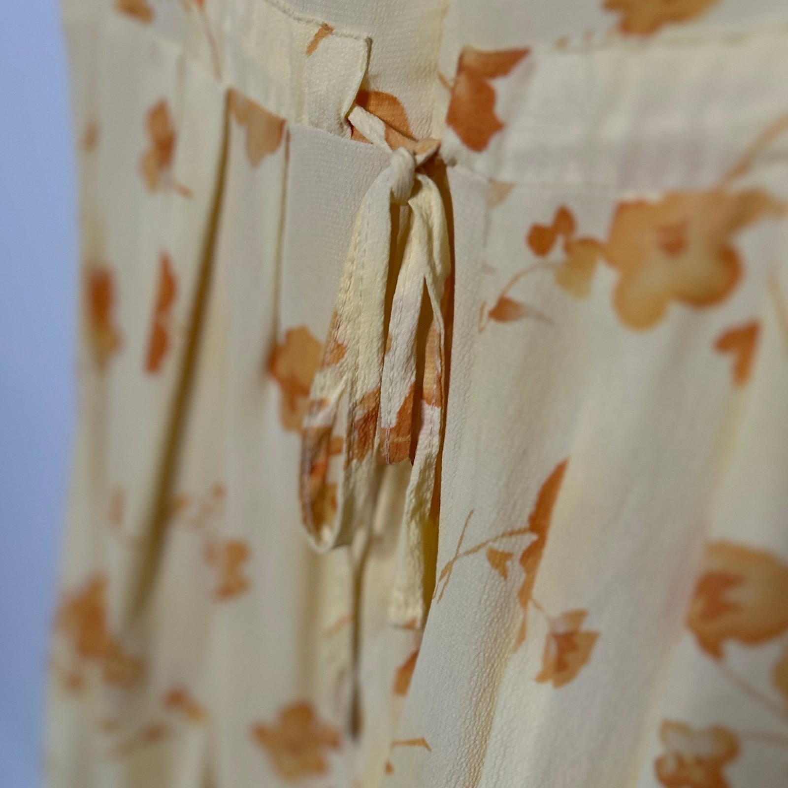 Vintage Coldwater Creek Butter Yellow Floral Midi Dress 8 Pockets Cottage USA