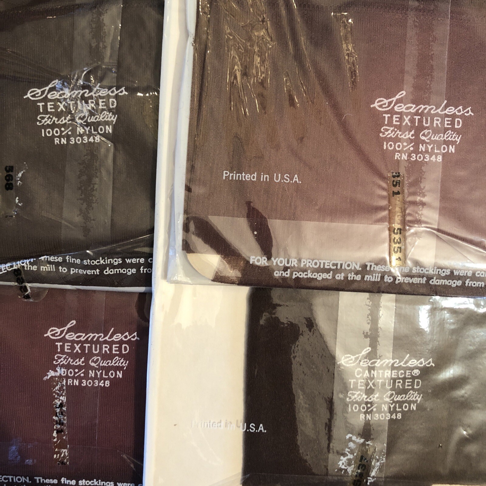 Vintage Stocking Hosiery 4 Seamless EXQUISITE Color Coffee &Taupe Size 9 1/2-I0