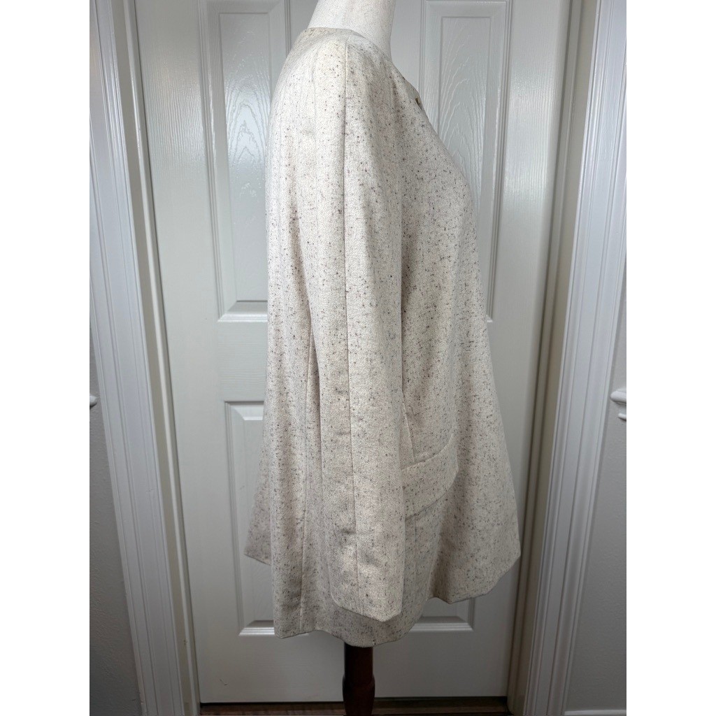 Bill Blass Neiman Marcus Vintage 90s Cream Speckled Cashmere Wool Coat Womens 14