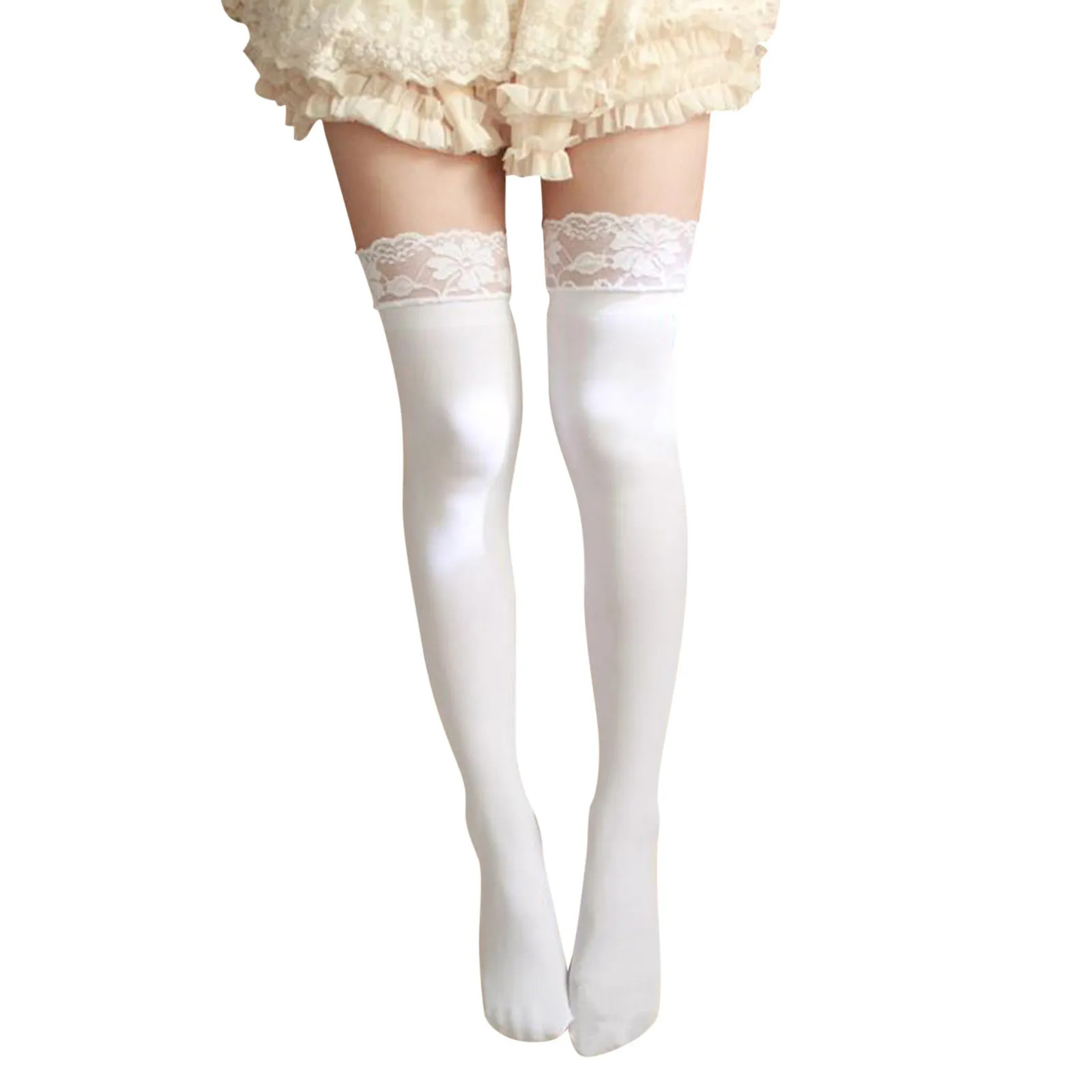 Sexy Lace Top Nylon Stockings 80d High Elastic Velvet Thigh High Stockings