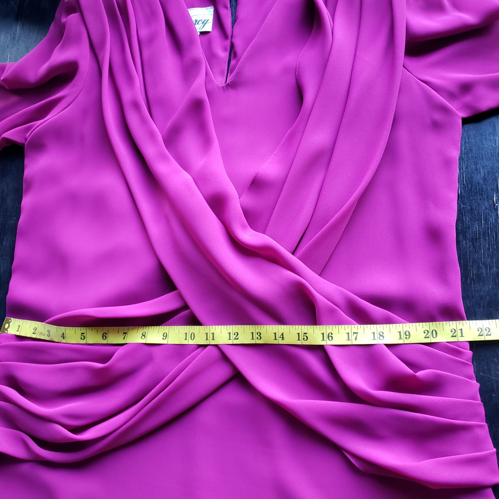 1980s Darcy Dress Modern Size 12 Magenta Draped Sheath Golden Girls Date Night