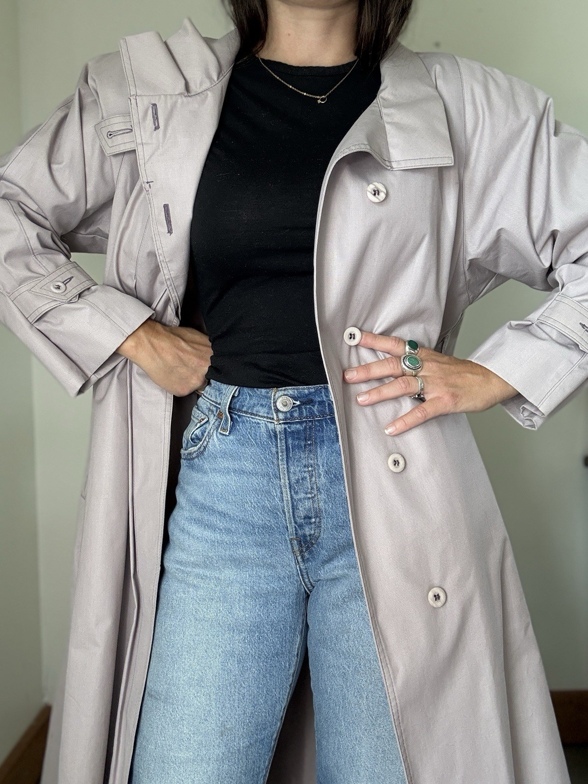 Vintage London Fog Rain Coat Light Purple Size 10 Petite