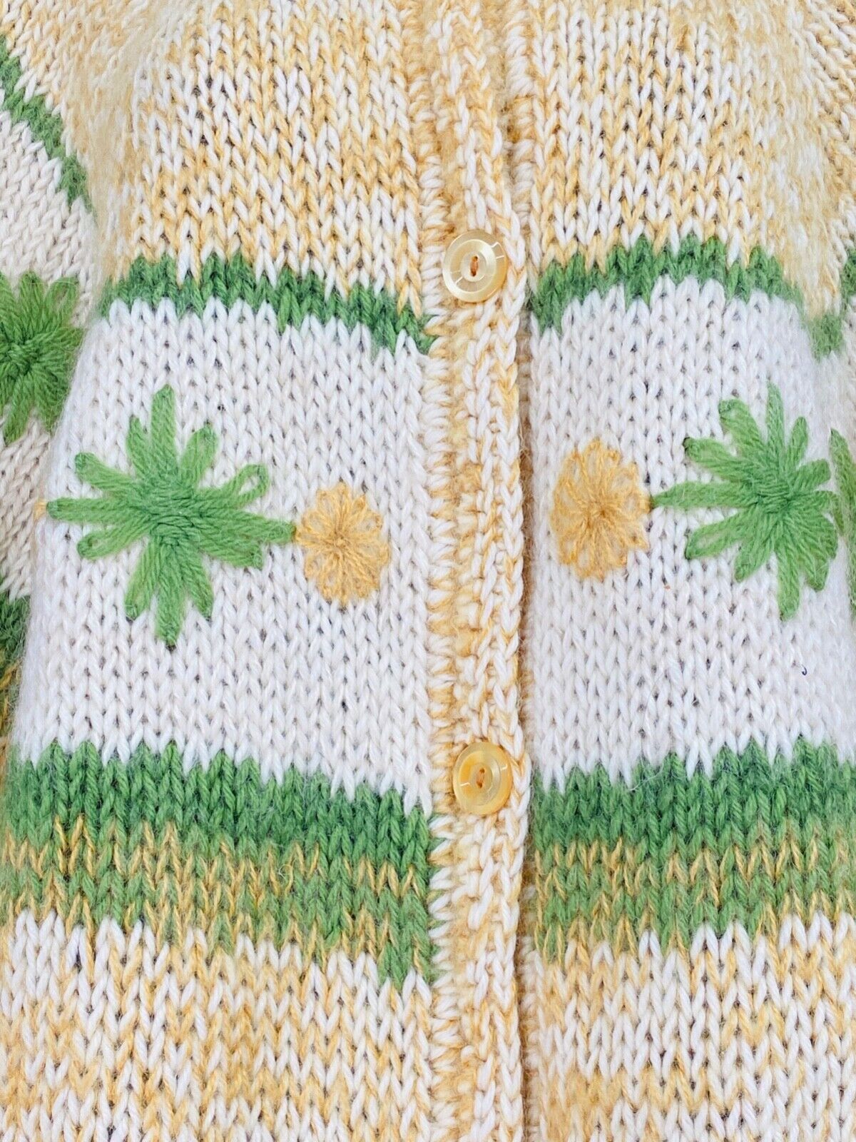 Vintage 1970s floral poncho, cape embroidered fringe knit white cream wool